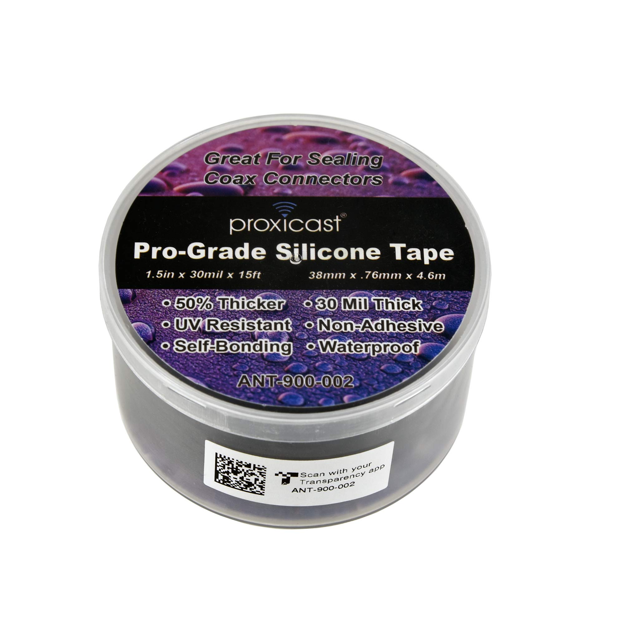 Proxicast Pro-Grade 30mil Heavy Duty Weatherproof Self-Fusing Silicone Tape for Outdoor Antenna Coaxial Cables, Electrical Wires, Hose & Pipe Leaks - Emergency Repair Seal Tape (1.5
