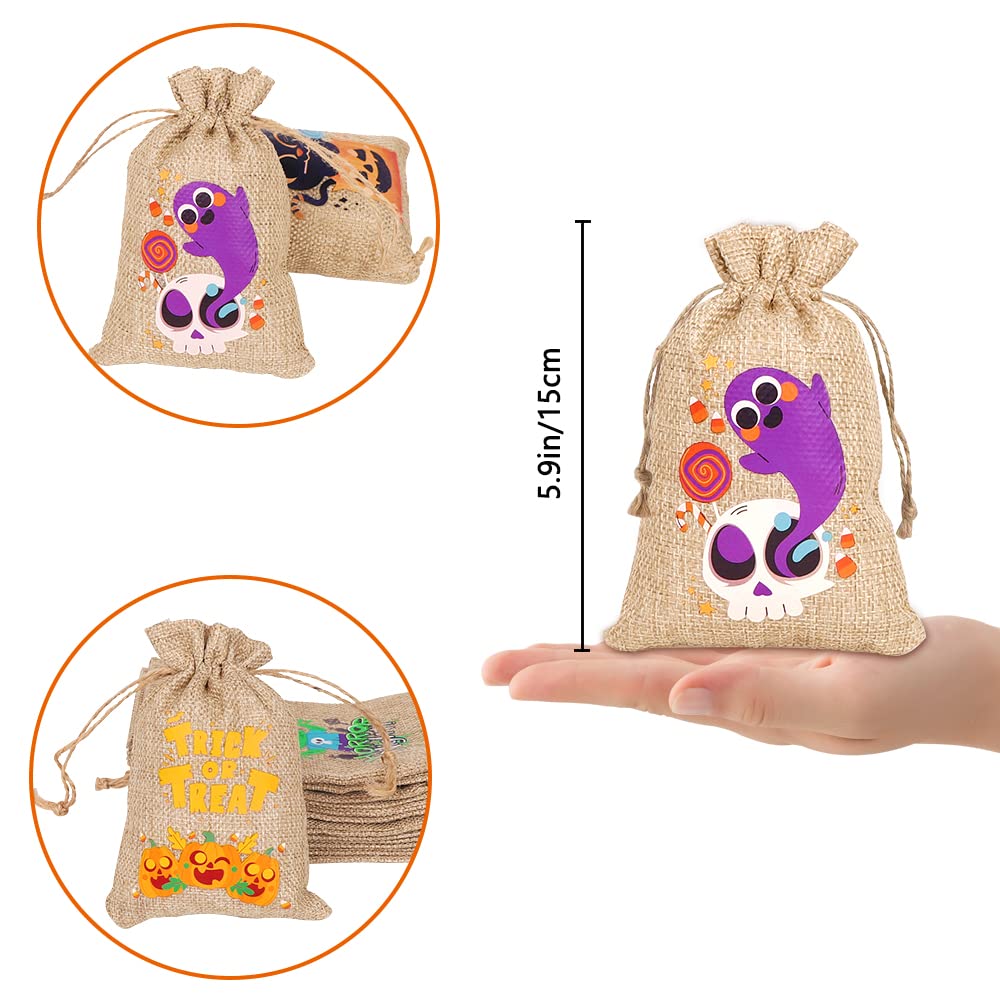 36pcs Halloween Burlap Gift Bags - Eco-Friendly Jute Linen Drawstring Treat Bags for Candy, Party Favors & Goodies | Perfect for Halloween Parties, Trick or Treat, Classroom Treats & Gift Giving