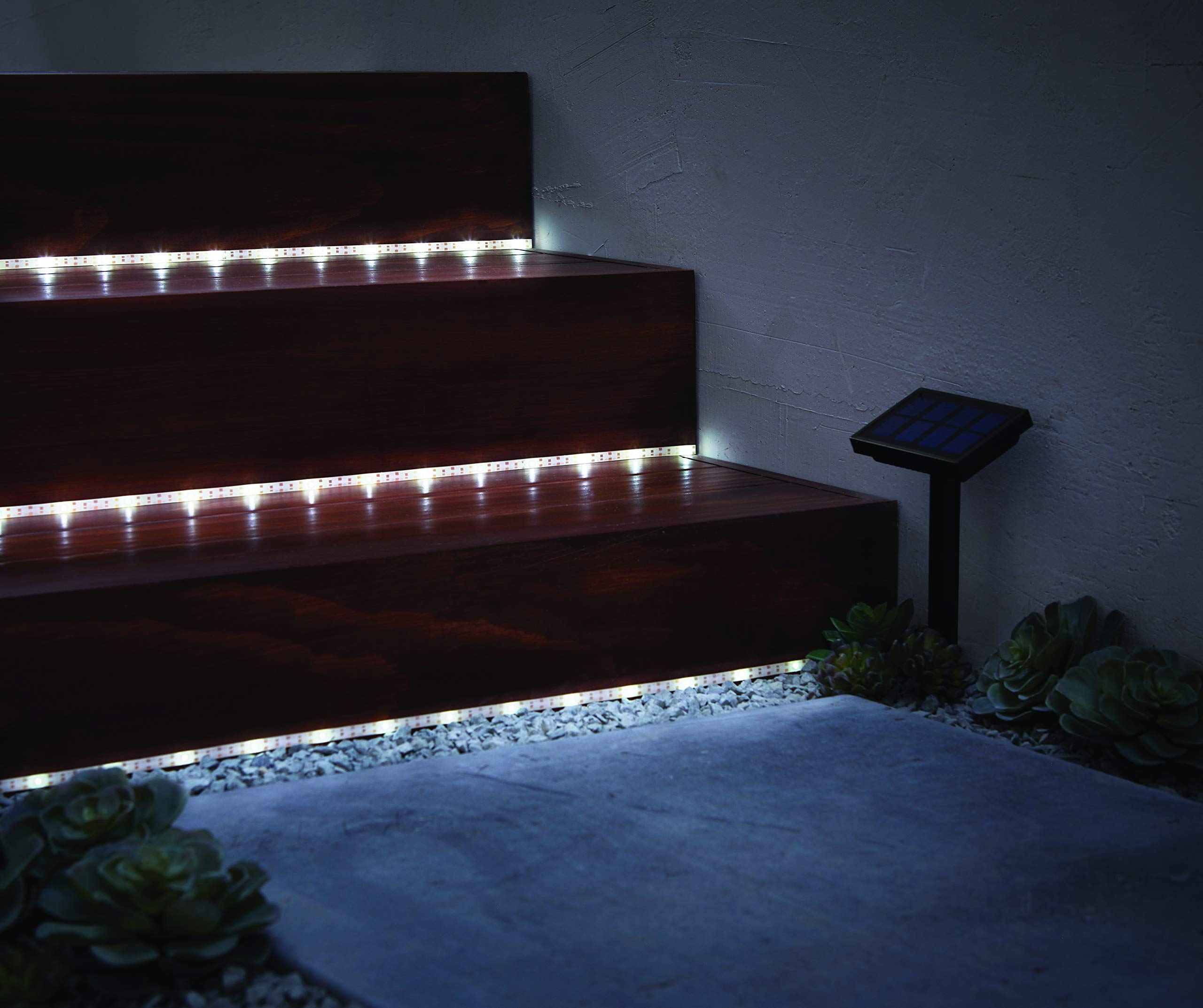 16ft Solar Tape Lights Waterproof - Deck Impressions Weatherproof LED Strip with Still/Flashing Modes - Perfect for Outdoor Deck, Patio, Garden & Pathway Lighting