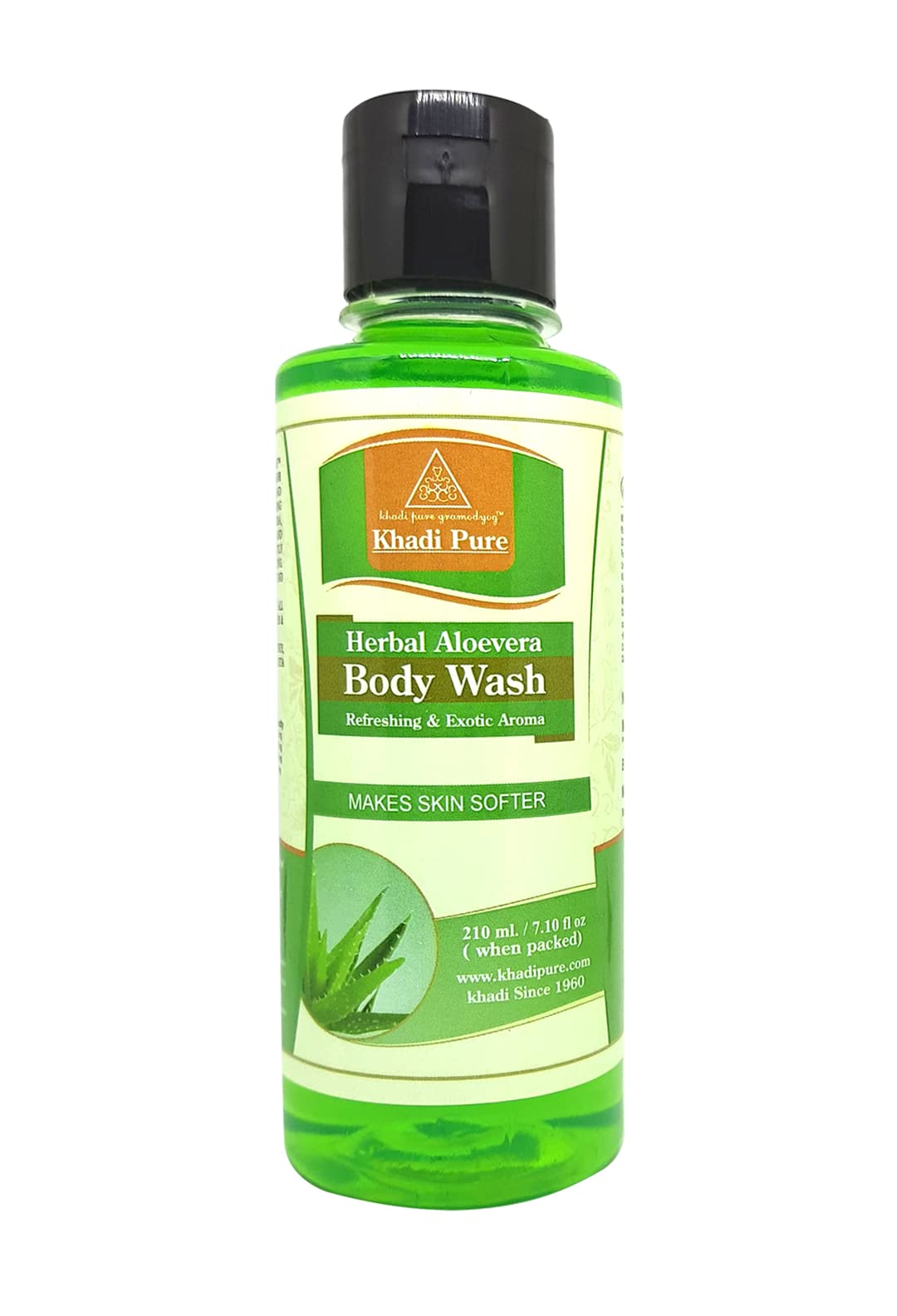Khadi Pure Herbal Aloe Vera Body Wash 210ml | Natural Green Body Cleanser for Dry & Sensitive Skin | Moisturizing Shower Gel for Men & Women | Perfect for Daily Use & Spa Days