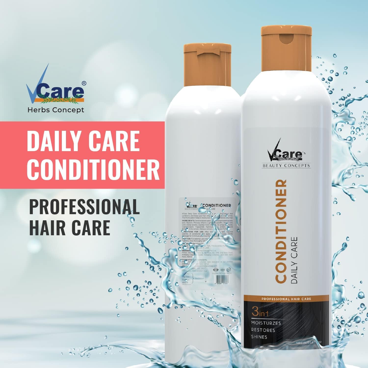 3-in-1 Daily Hair Conditioner for Women & Men - Moisturizing Treatment for Dry, Frizzy Hair - 1000ml Nourishing Formula for Shiny, Healthy Locks - Perfect for Home & Salon Use