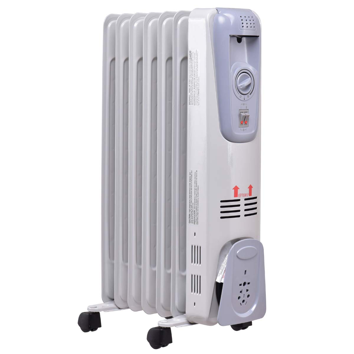 GOFLAME 1500W Oil Filled Radiator Heater - Portable Electric Space Heater with Adjustable Thermostat, 3 Heat Settings, Tip-Over & Overheat Protection | Quiet Operation for Bedroom, Office, Living Room & Small Spaces | Energy Efficient Indoor Heating Solution