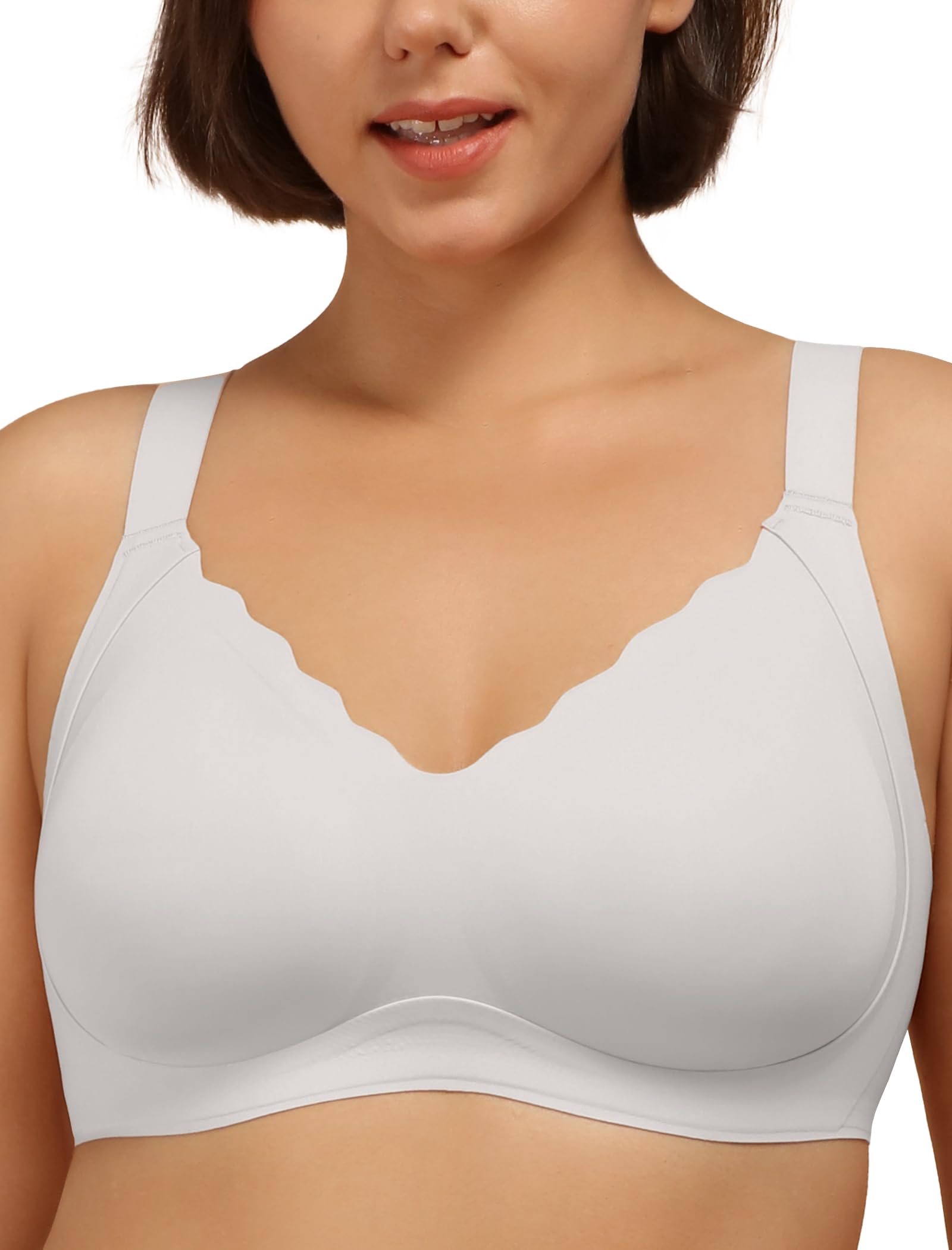Women's Seamless Scalloped Bralette - No Underwire Wireless Bra for Everyday Comfort & Support | Perfect for Yoga, Lounge & Sleepwear
