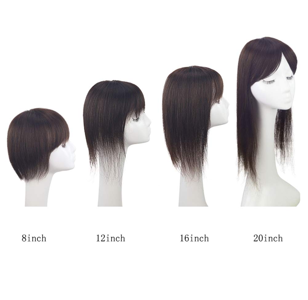 Clip-in Human Hair Bangs Forehead Topper for Women - 20