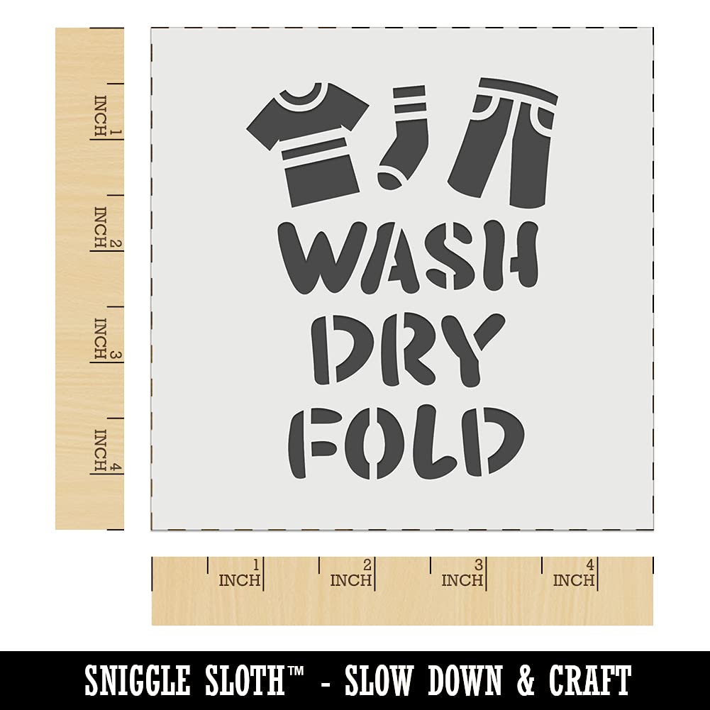 4.5 Inch Reusable Laundry Room Wall Stencil for DIY Crafts - Perfect for Cookie Decorating, Home Decor & Wash Dry Fold Signs