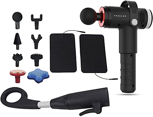 Evertone Prosage Thermo Percussion Massage Gun with Dual Warm-Up Technology - 8 Interchangeable Hot/Cold Heads for Muscle Recovery, Pain Relief & Inflammation - Deep Tissue Massager with Ergonomic Handle (Black) SB-123 - Perfect for Post-Workout Recovery, Physical Therapy & Home Relaxation