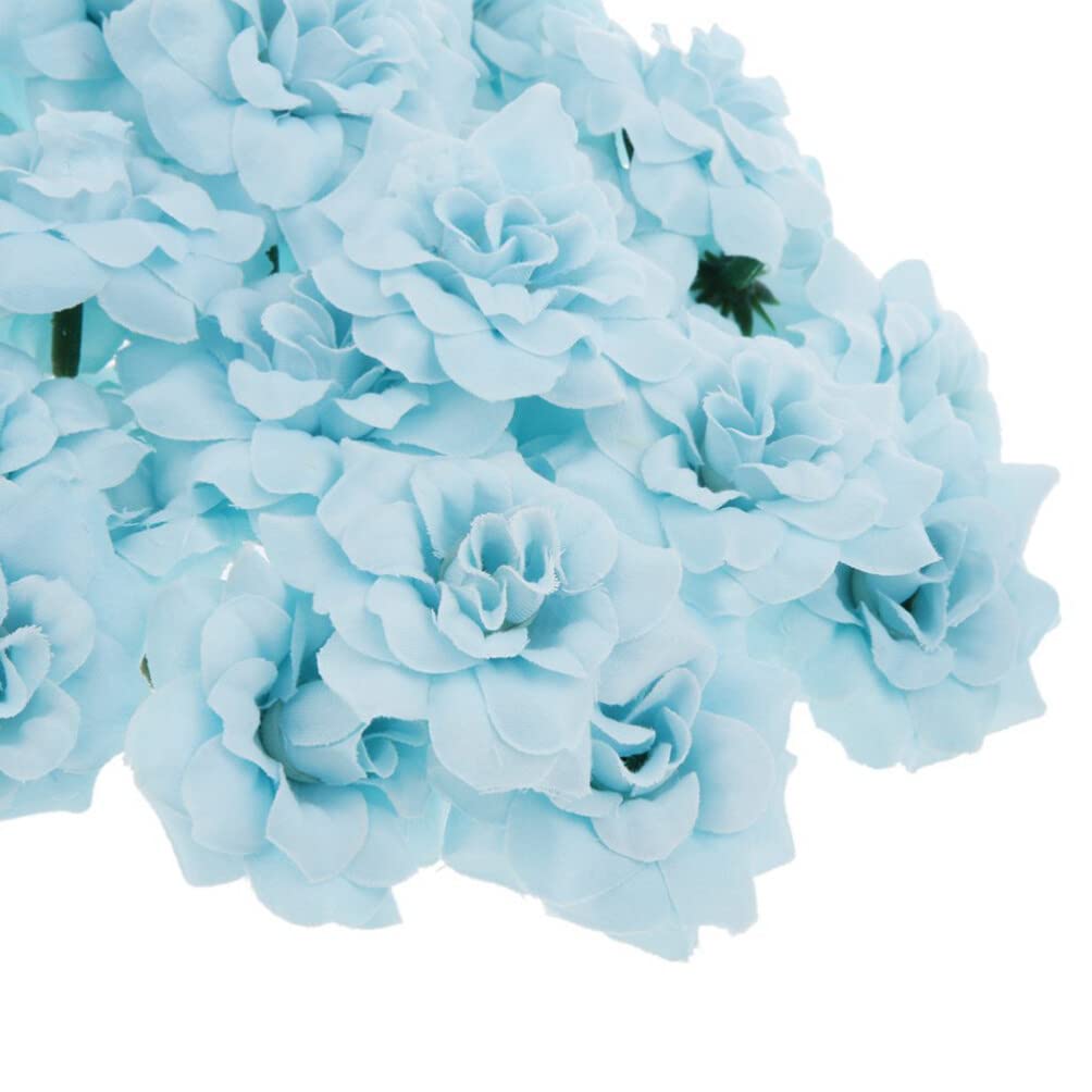 50pcs Blue Silk Artificial Rose Flowers - Mini Stemless Rose Heads for Home Decor, Garden, Wedding, Party & Romantic Events - Perfect for DIY Crafts, Centerpieces, Bouquets and Table Arrangements