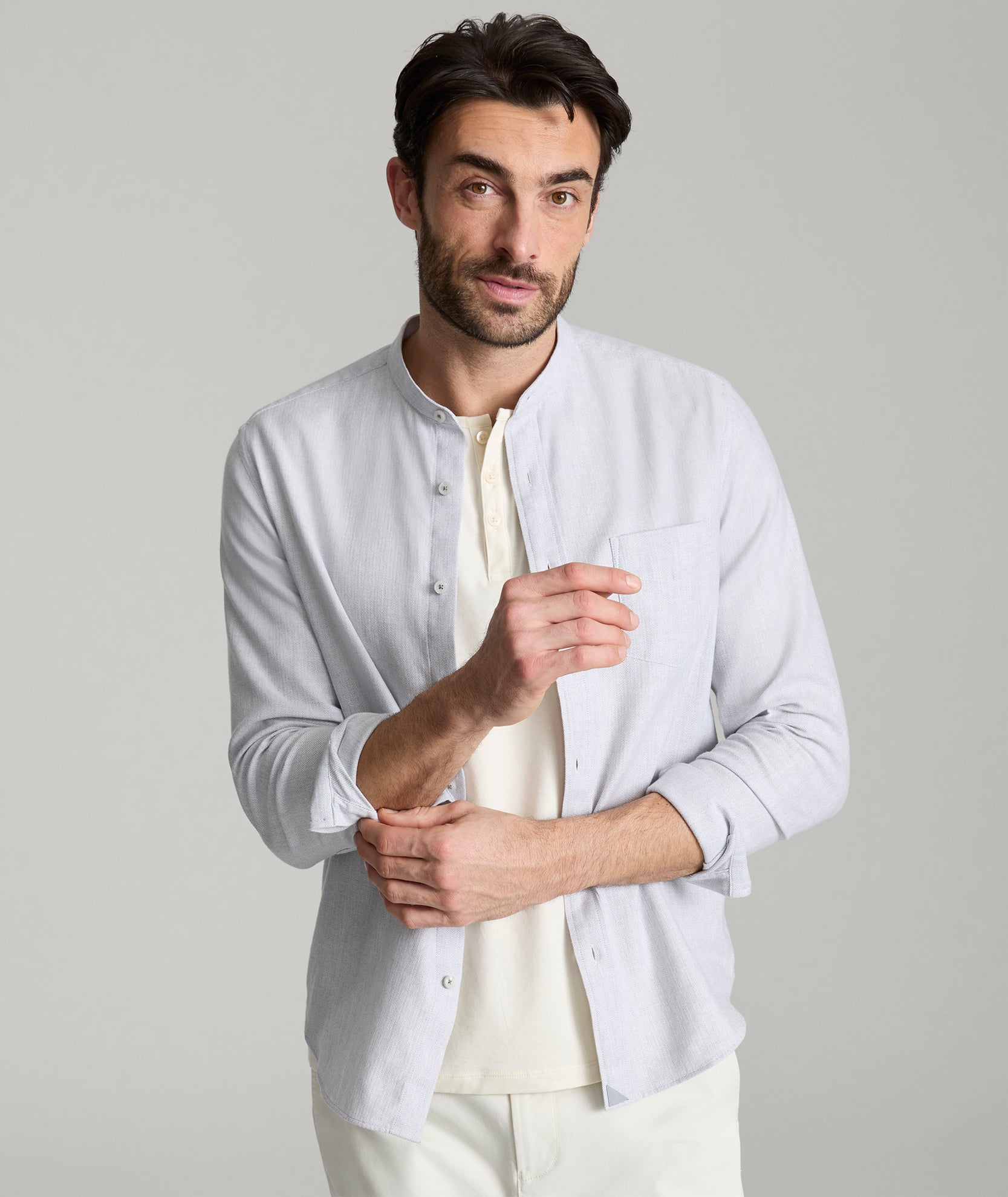 Breathable Stretch Cotton Linen Blend Shirt for Men - Casual Button Down Shirt for Summer, Travel & Outdoor Activities