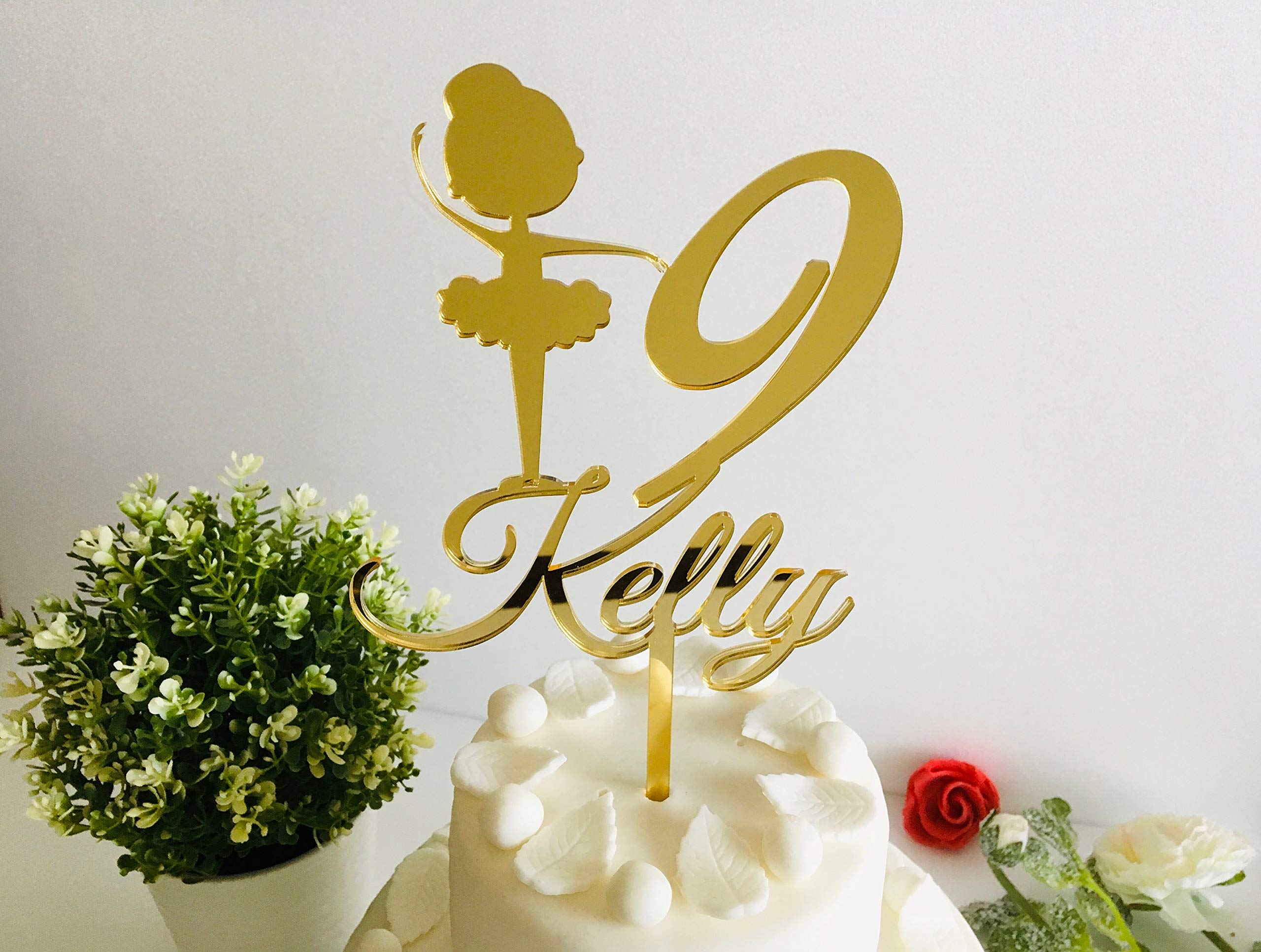 Custom Personalized Cake Topper for Girls - Ballerina Design with Name & Age - Elegant Birthday Cake Decorations for Princess Themed Parties, Ballet Celebrations & Dance Recitals - Perfect for Wedding Showers, Baby Showers & Special Occasions