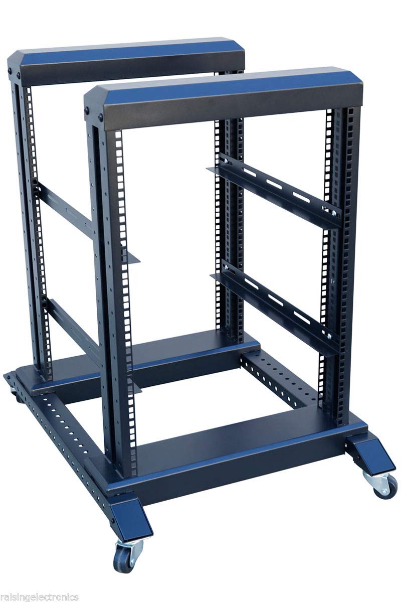 15U 4-Post Open Frame 19-Inch Server Rack - Heavy Duty Steel Audio Equipment Rack (31-Inch Depth) - Perfect for Data Centers, Home Studios & Network Installations