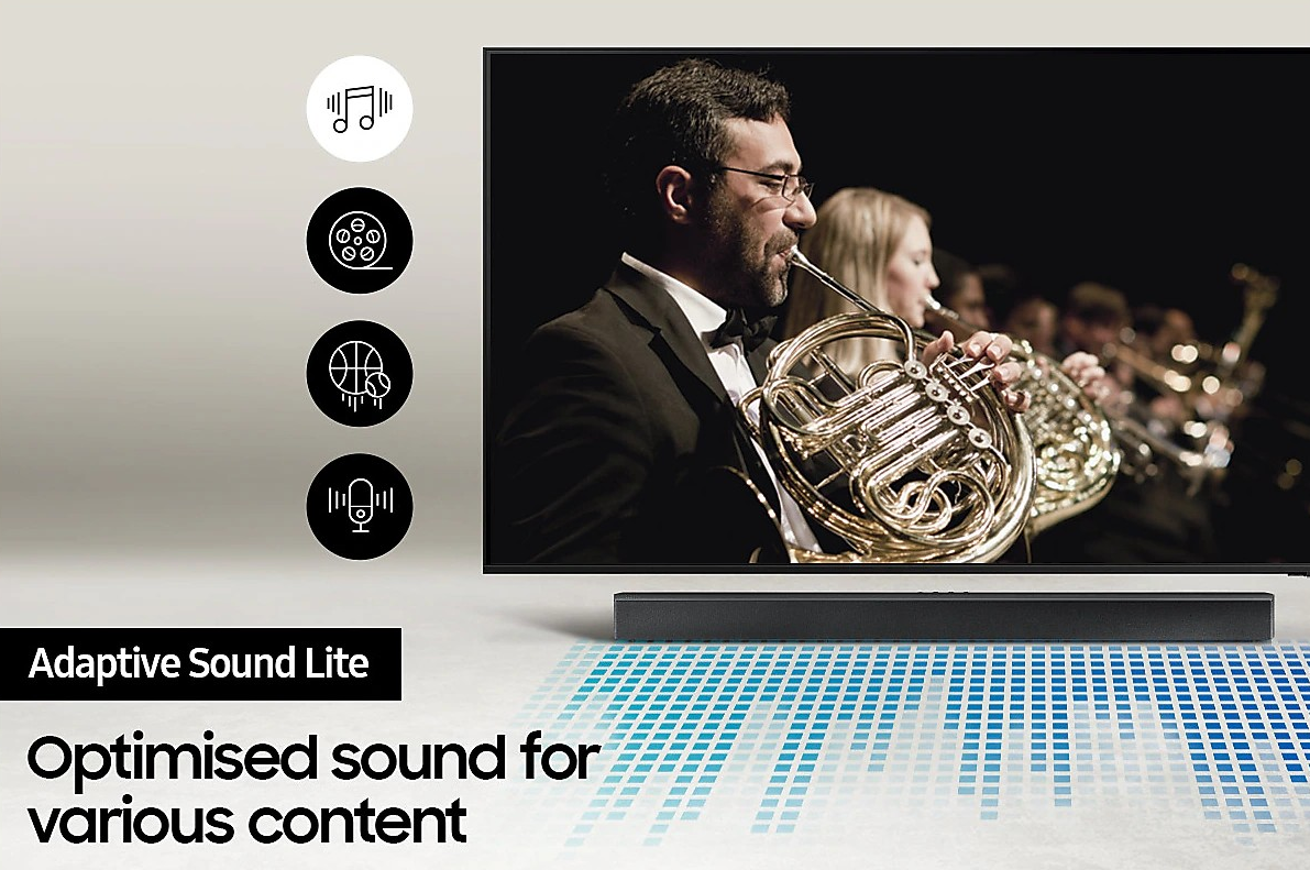 Samsung HW-B450 2.1 Channel Soundbar with Dolby Audio - Premium Home Theater Sound System for TV, Movies & Music | Perfect for Living Rooms & Entertainment Spaces
