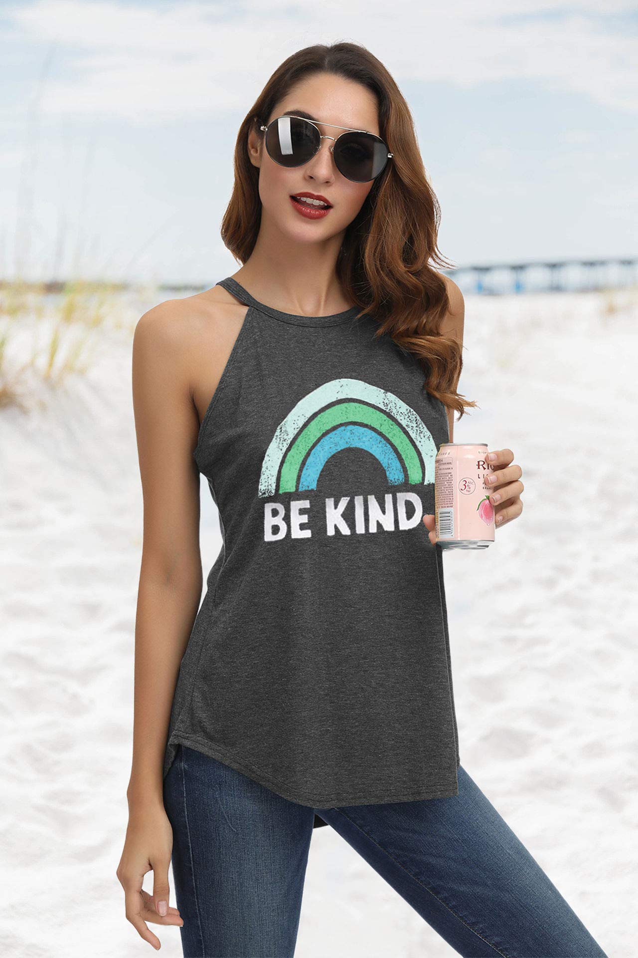 IRISGOD Women's High Neck Tank Tops - Summer Graphic Halter Sleeveless Rocker Tee Shirts for Concerts, Beach & Casual Wear | Trendy Streetwear & Music Festival Outfits