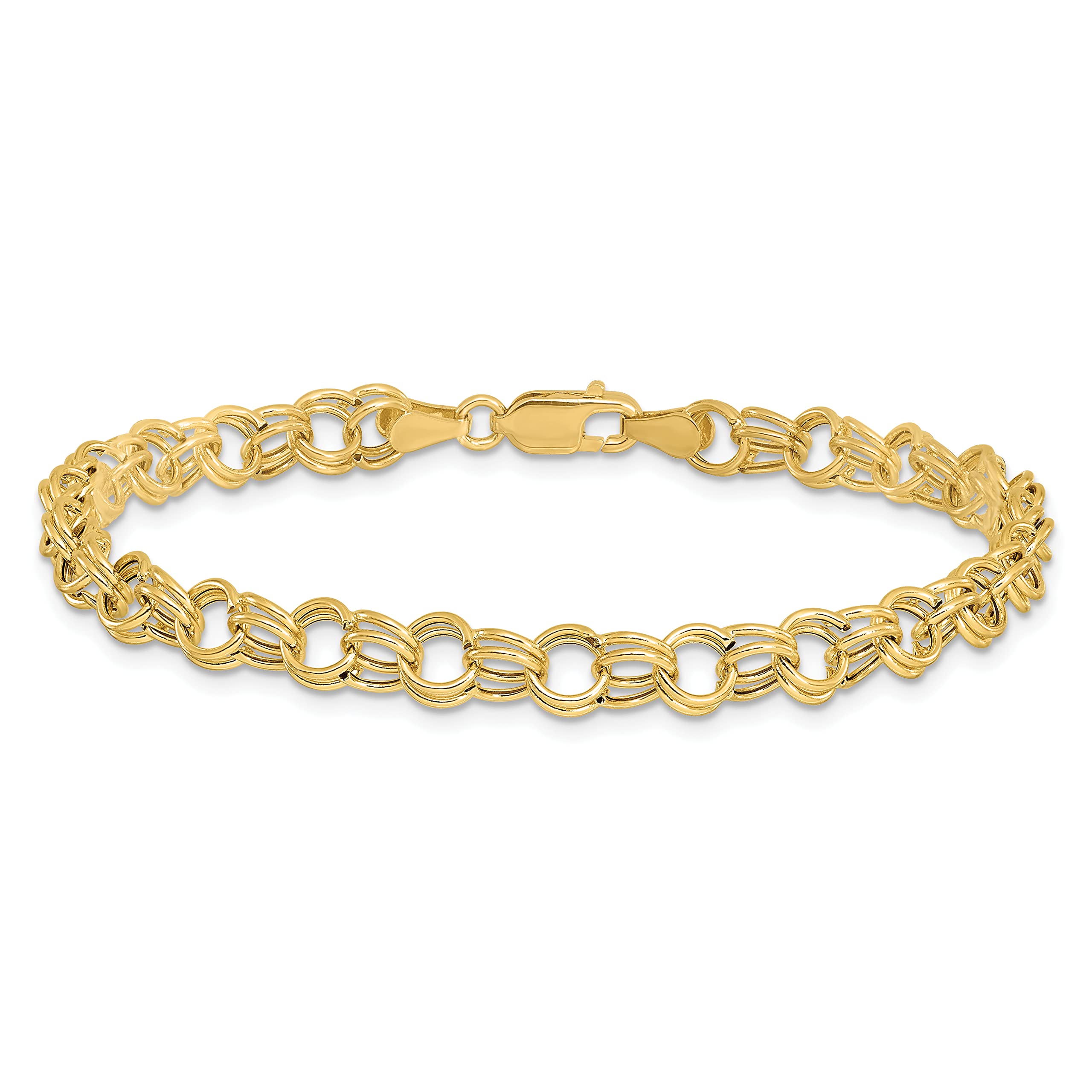 10k Yellow Gold Hollow Double Link Charm Bracelet & Anklet - 7