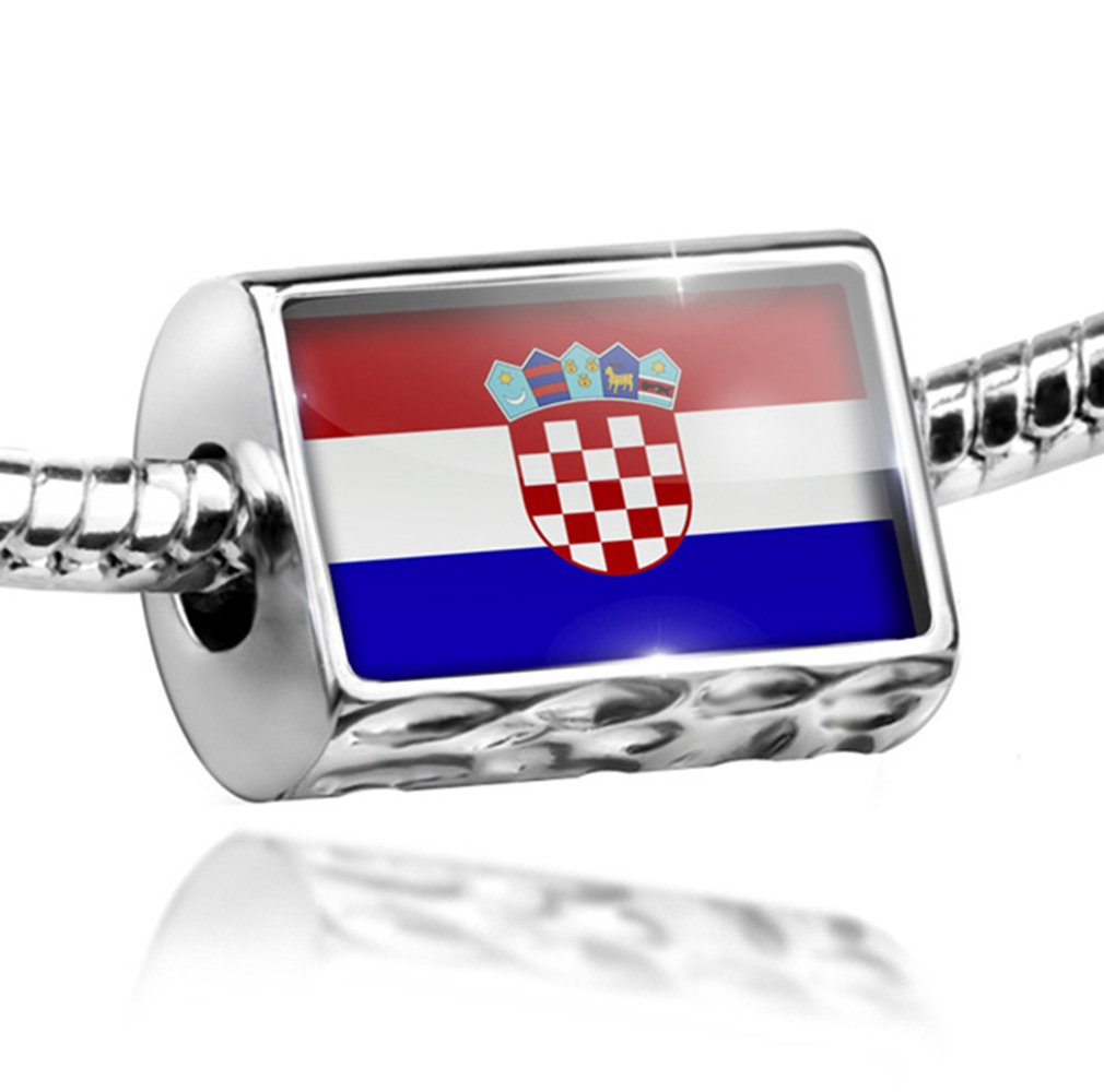 Charm Croatia Flag Bead - Compatible with All European Bracelets | Perfect for National Pride, Travel Souvenirs & Friendship Jewelry