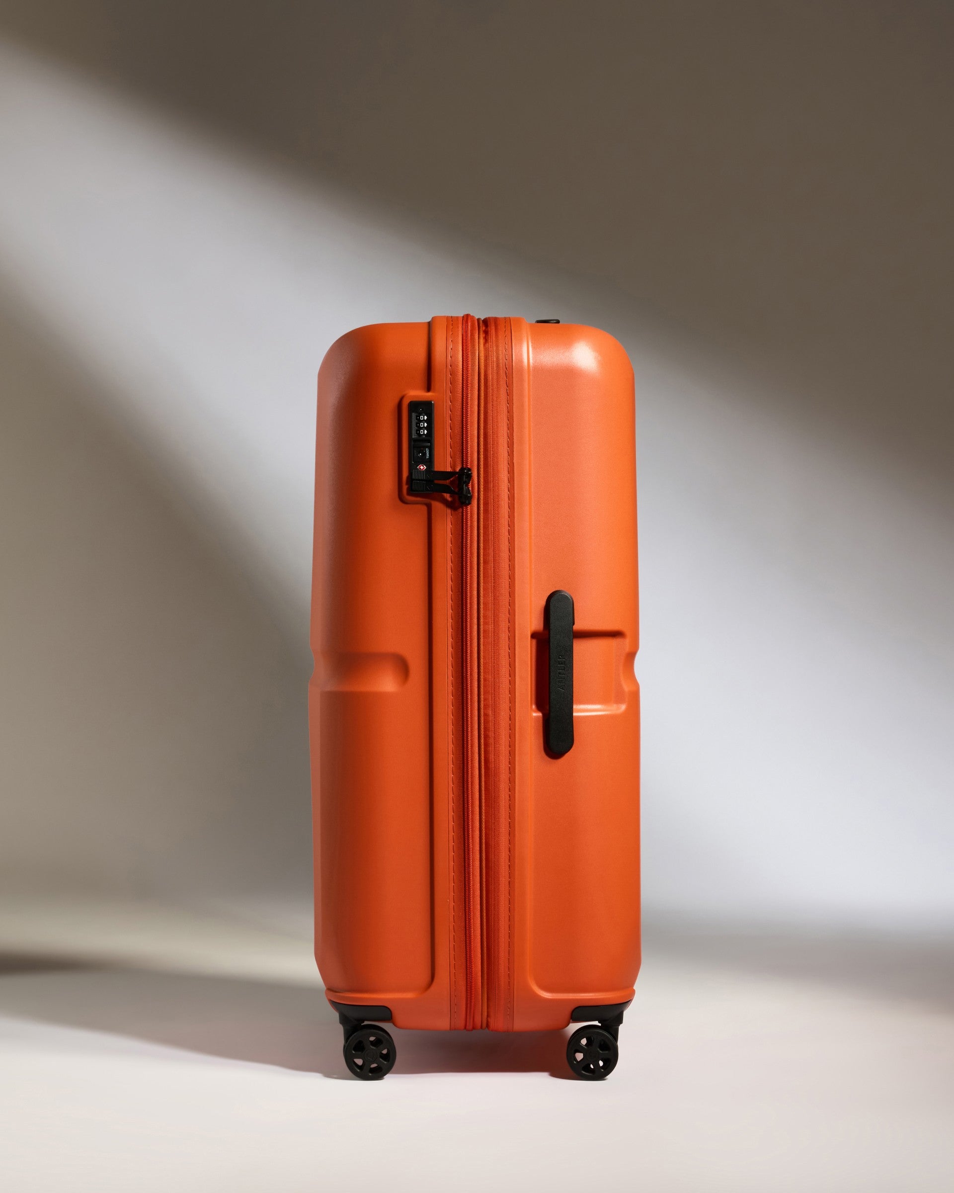 Large Ember Orange Luggage with Single Stripe - Durable Spinner Suitcase for Travel, Business Trips & Vacations