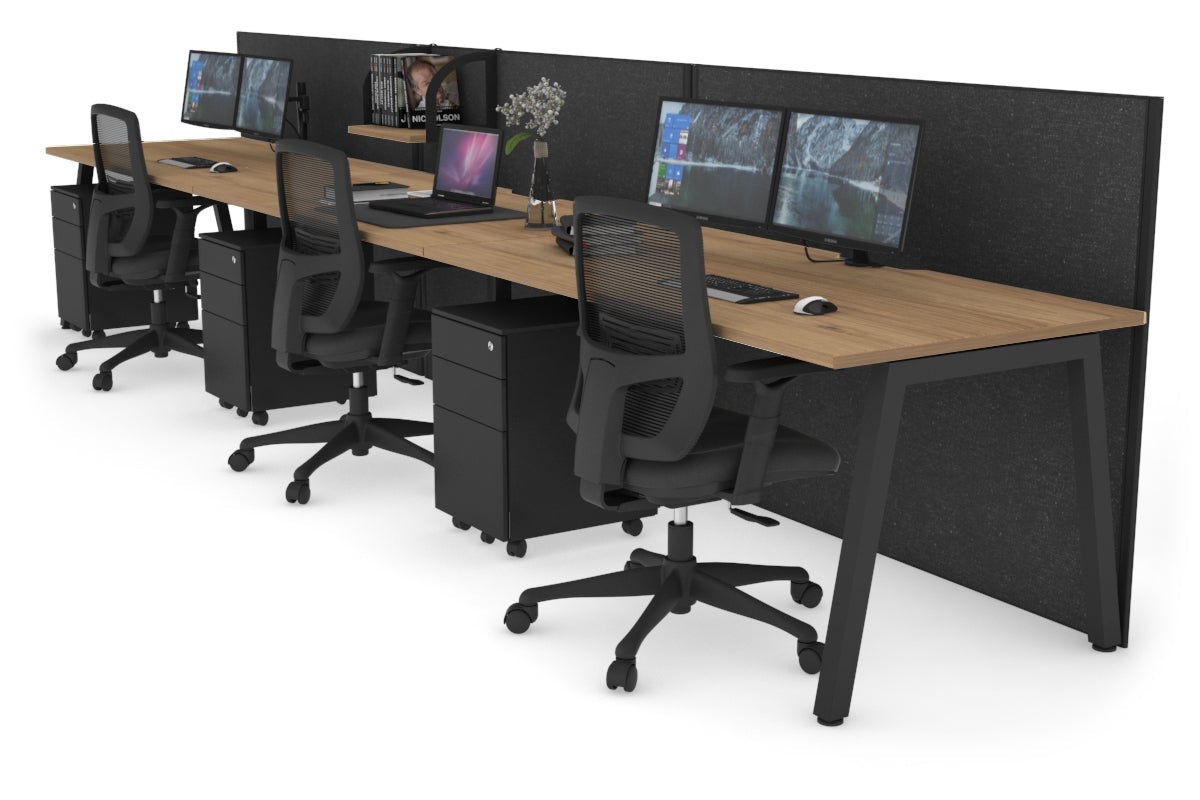 Horizon Quadro 3-Person Office Workstation - 1800L x 800W with Cable Management - Ideal for Collaborative Workspaces & Open Office Layouts