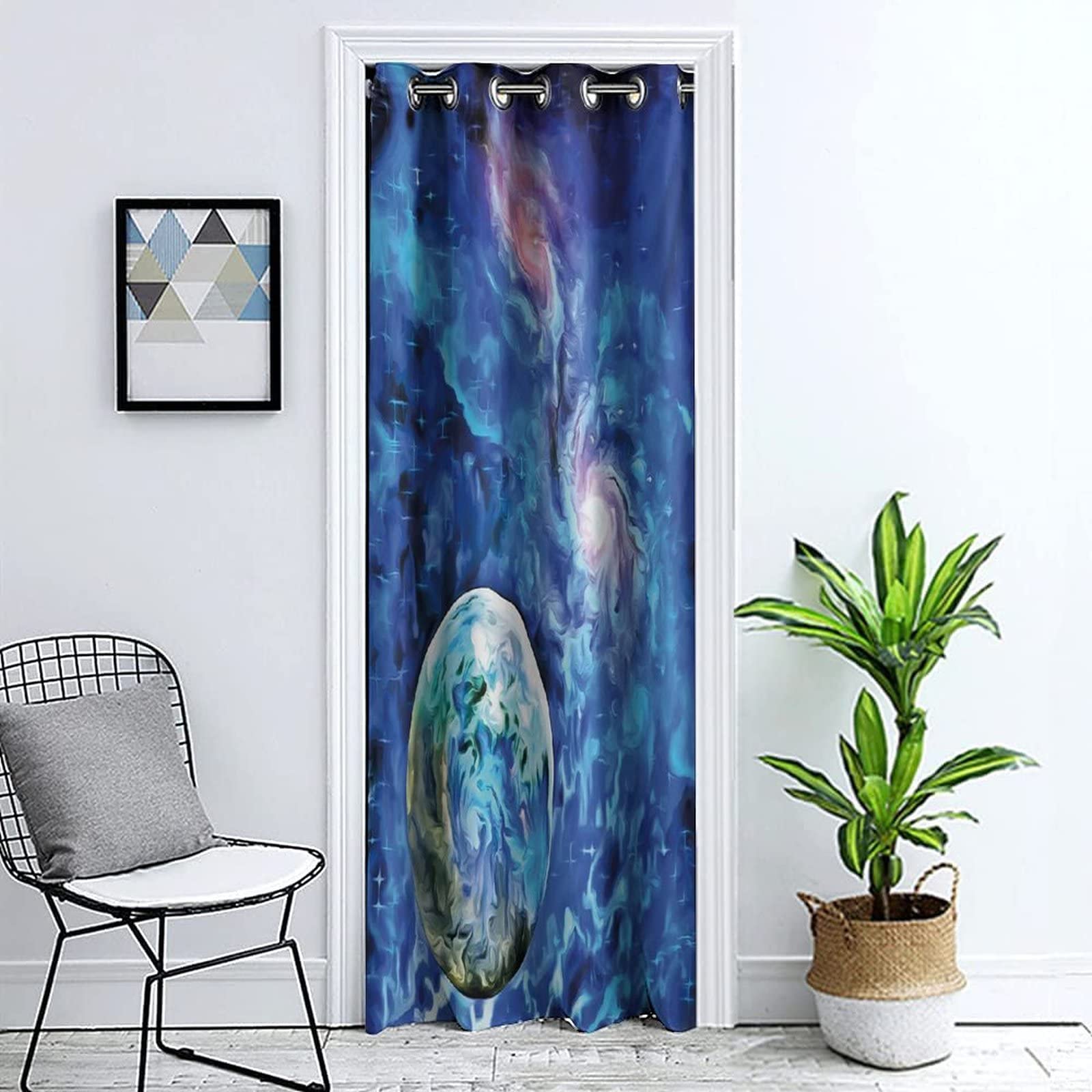 Solar System Constellation Door Curtain - 42x80 Inch Blackout Window Panel with Grommets for Bedroom, Living Room & Closet Door Privacy - Space Themed Home Decor for Kids Room & Dorm