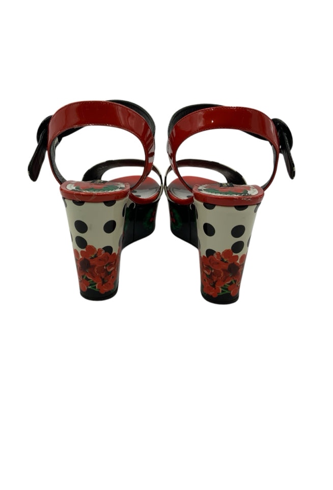 Dolce & Gabbana Geranium Flower Wedge Sandals Women's Size 38.5 (US 8.5) - Comfortable Summer Wedges for Beach, Vacation & Casual Outings