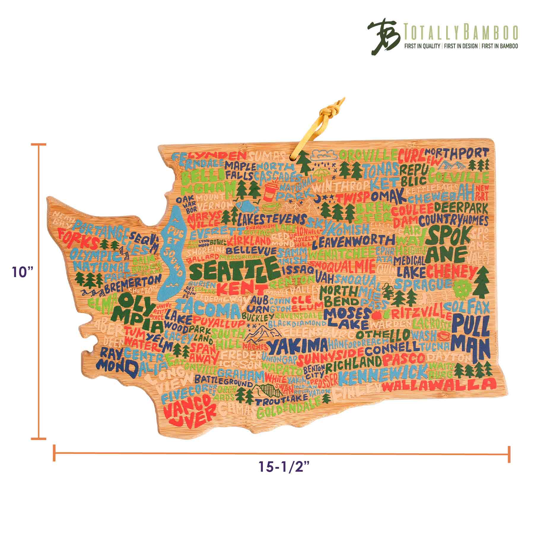 Washington State Themed Cutting Board - Handcrafted Wooden Chopping Board with Wander on Words™ Artwork - Perfect for Kitchen Prep, Charcuterie Boards & Home Decor
