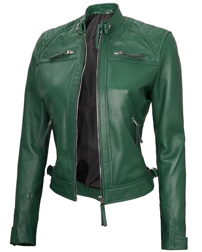 D1 - Women Green Leather Jacket