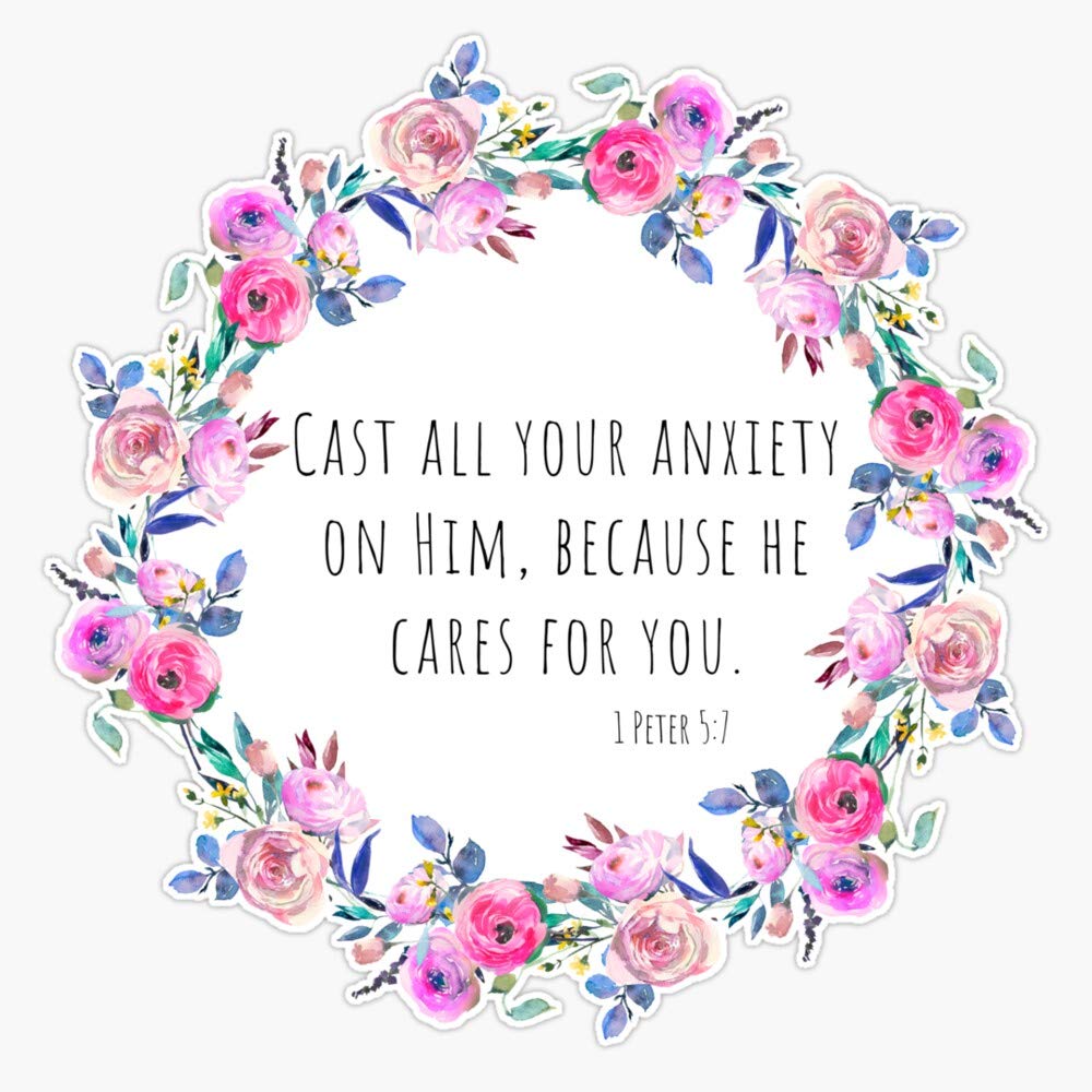 Bible Verse Sticker - Watercolor Rose Floral Wreath Decal for Cars & Laptops
