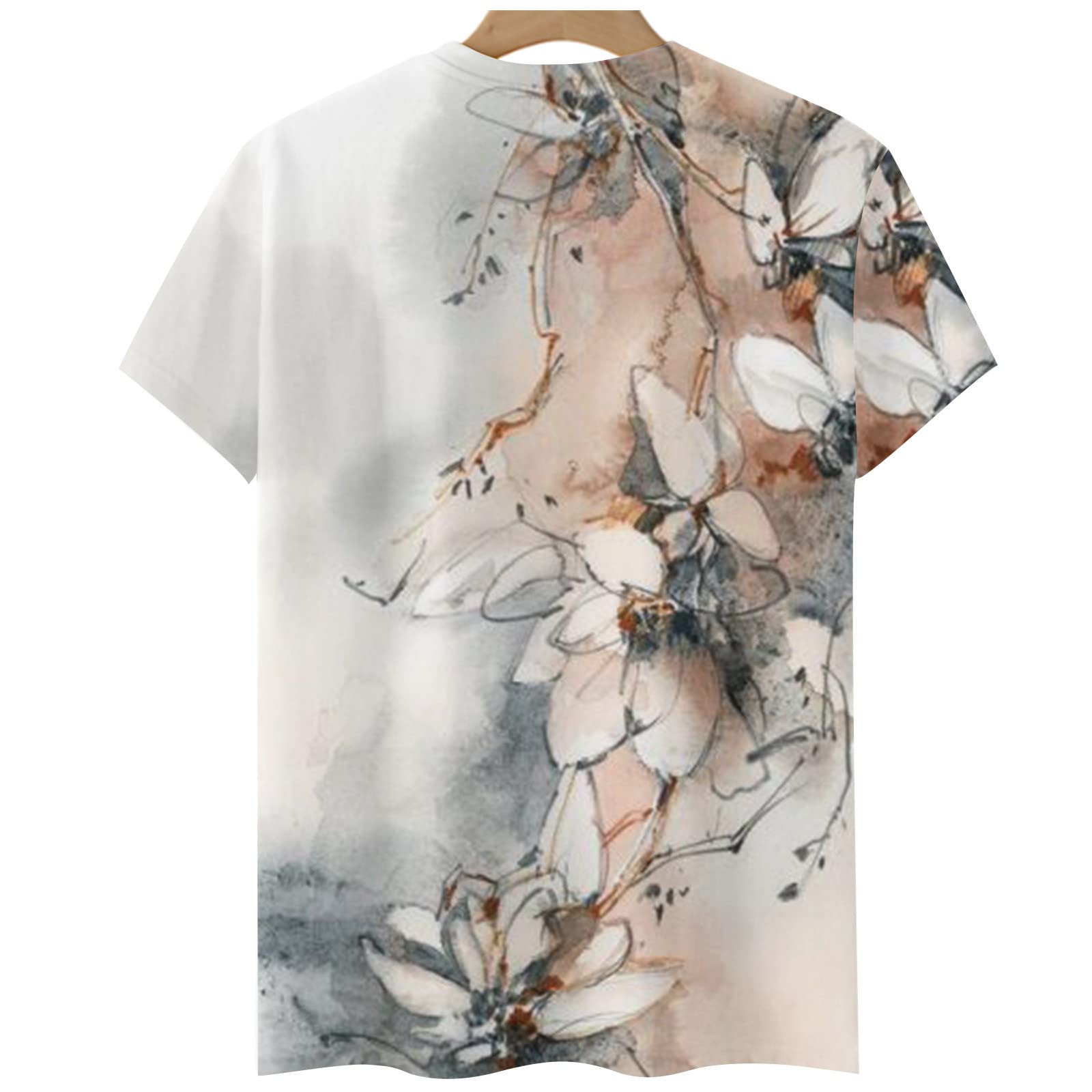 Trendy Women's Floral Print Short Sleeve Tops 2023 - Summer Crewneck Blouses & Casual Graphic Tees for Petite - Perfect for Beach Outings, Date Nights & Weekend Brunch