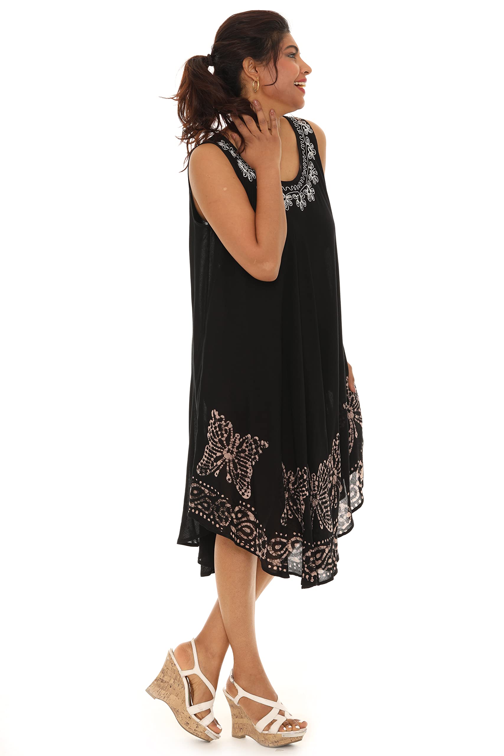 Women's Sleeveless Rayon Sundress - Casual Summer Tank Dress with Solid Color, Perfect for Beach Cover Up, Spring Outfits & Vacation Wear