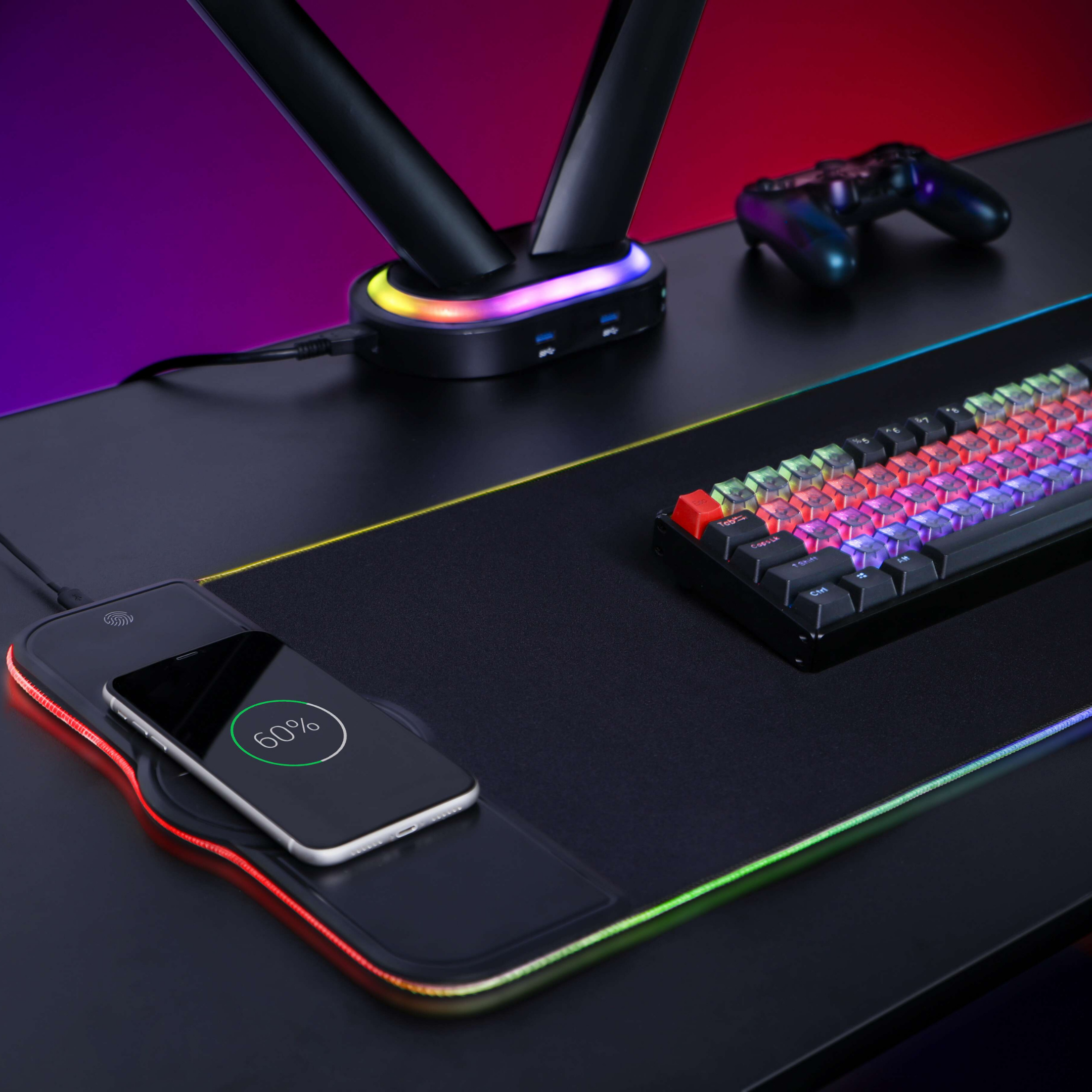 RGB Gaming Mouse Pad with Wireless Fast Charging - Large Extended Mouse Mat for PC & Laptop - Perfect for Gaming, Office Work & Home Use