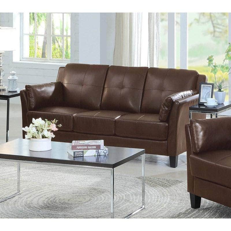 Luxury Salmon Arm Tufted Faux Leather Sofa - 2 Color Options for Living Room & Home Theater Seating