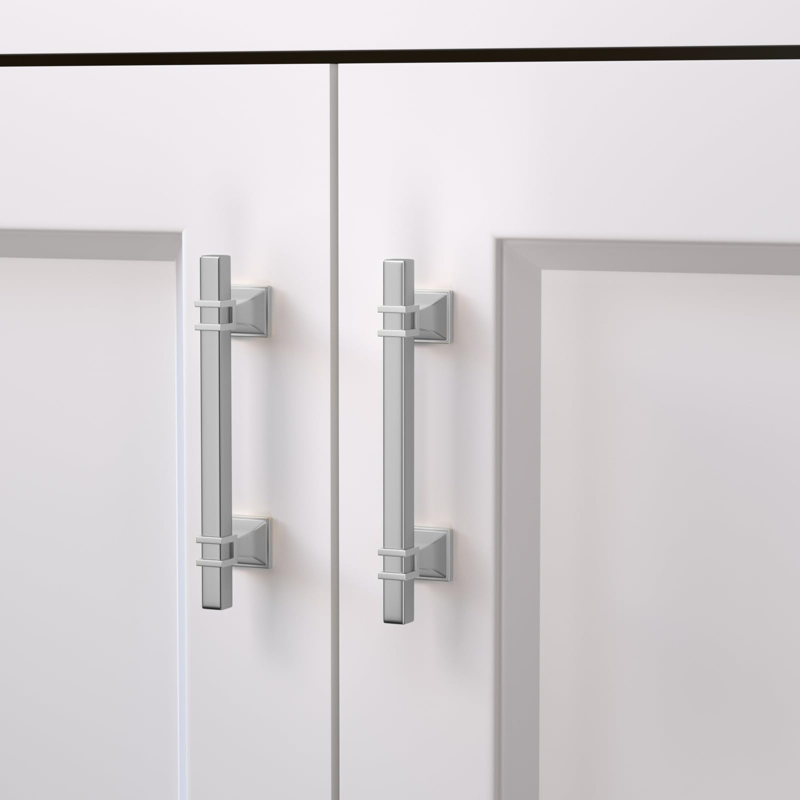 10 Pack Brushed Nickel Cabinet Pulls - 3 Inch Square Satin Nickel Drawer Handles for Kitchen Cabinets, Dressers & Bathroom Doors - Durable Zinc Alloy Hardware (Ideal for Home Renovation & Furniture Upgrade)