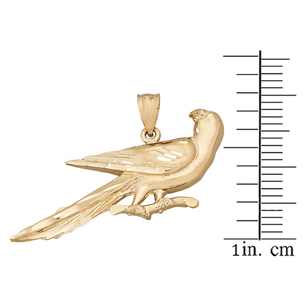 10K Yellow Gold Amazon Parrot Charm Pendant Necklace - Animal Kingdom Jewelry for Women, Gift for Bird Lovers, Perfect for Casual Wear & Special Occasions