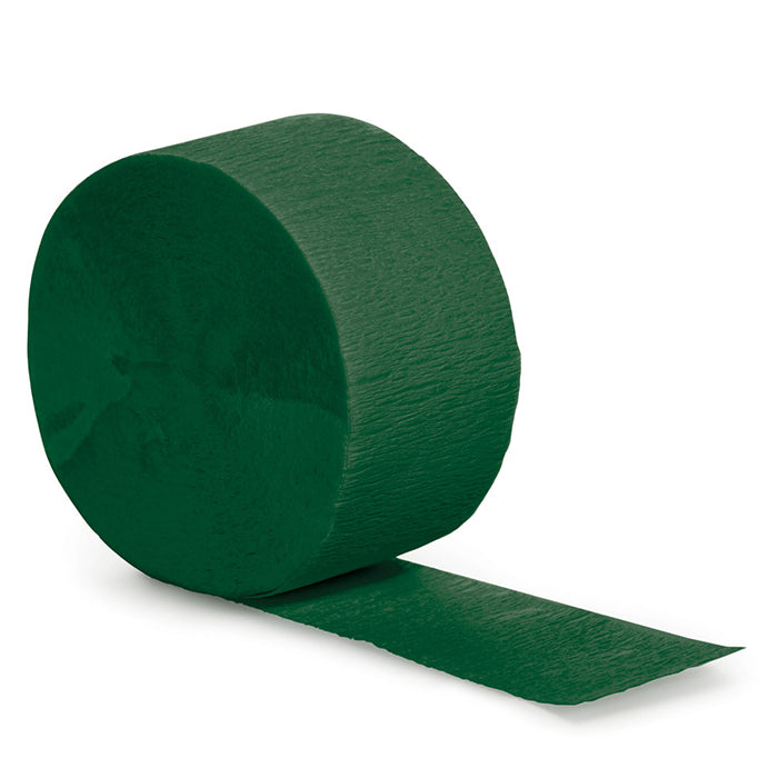12-Piece Bulk Hunter Green Crepe Streamer Roll - 81 Feet Long for Party Decorations, Birthday Celebrations, and Wedding Backdrops