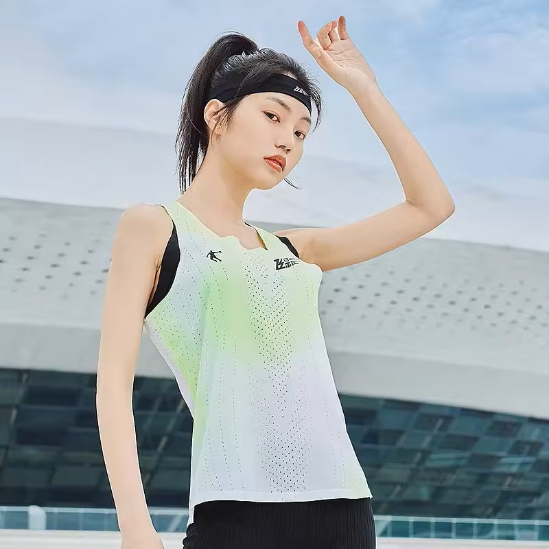 Qiaodan Women's Vest - Feiying Green Print | Lightweight Casual Wear for Outdoor Activities & Sports