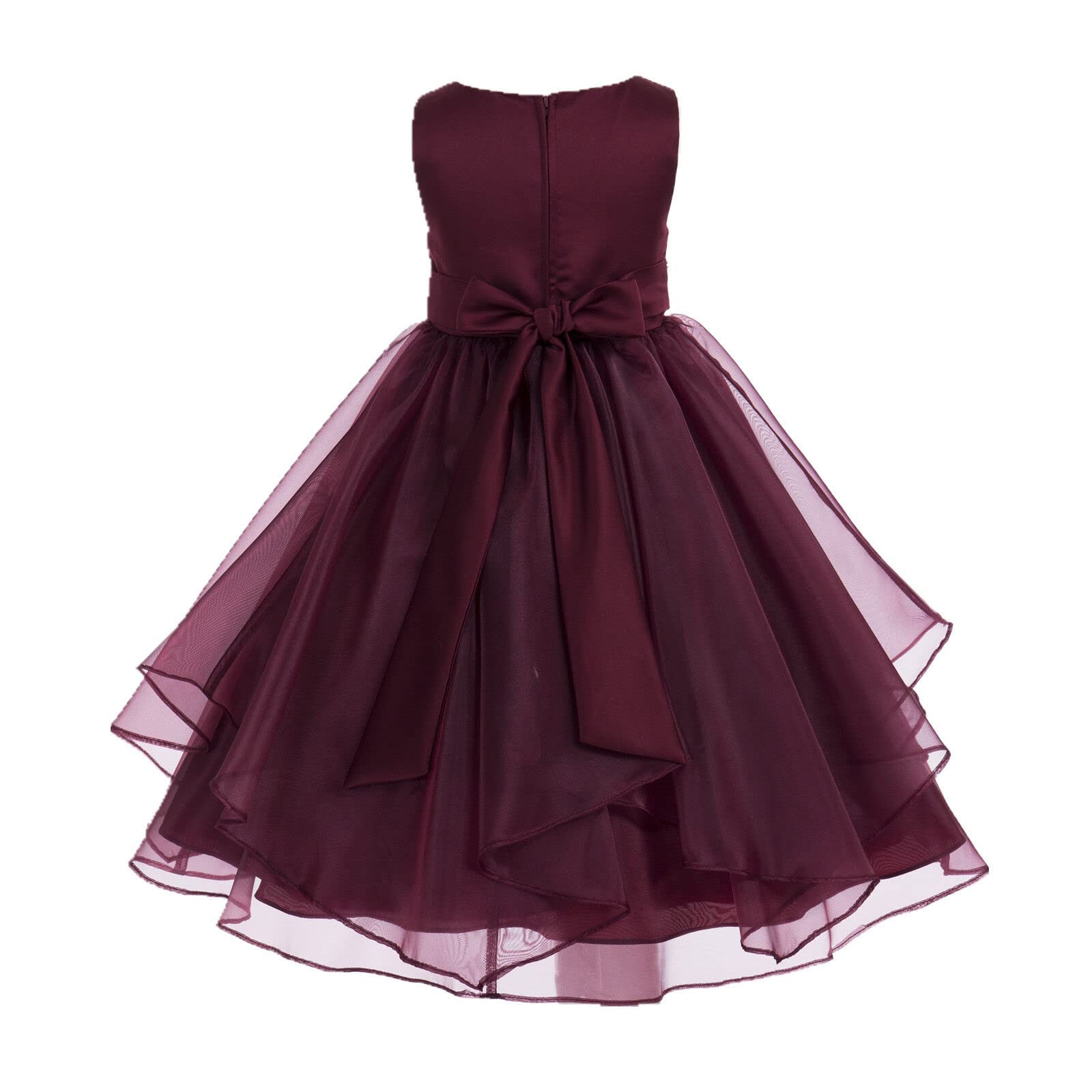 Elegant Asymmetric Ruffled Organza Sequin Flower Girl Dress for Toddlers - Perfect for Weddings, Pageants & Special Occasions