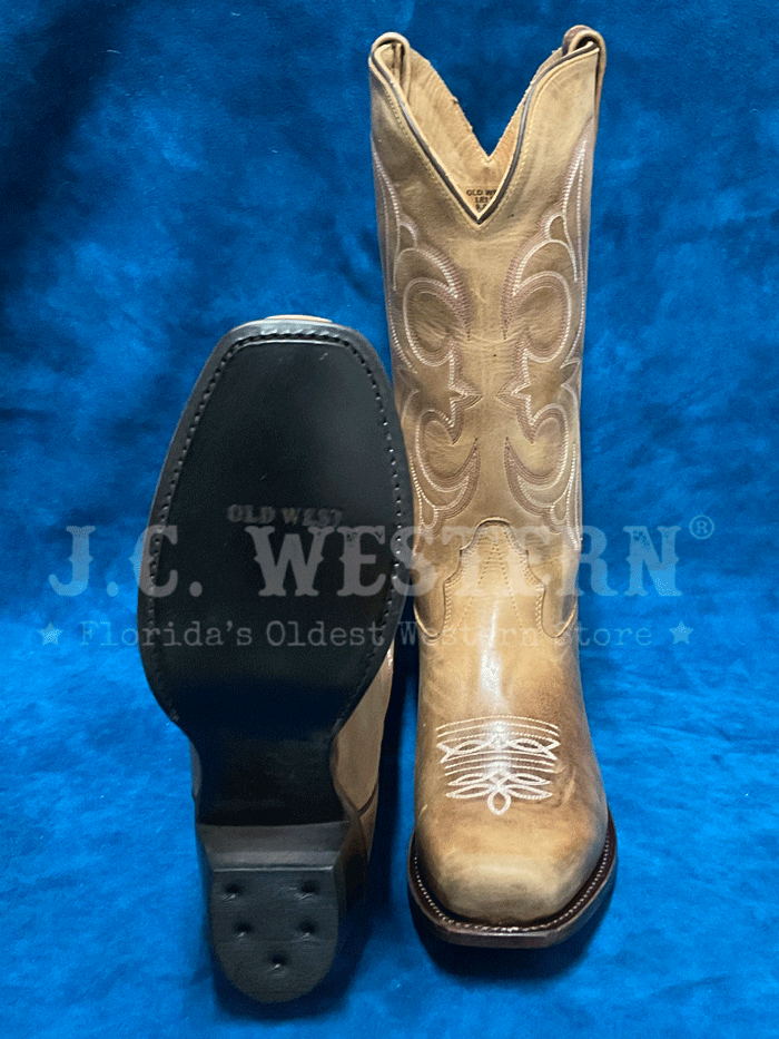 Old West 18138 Women's Square Toe Western Boots - Tan Cowboy Boots for Country Dancing & Rodeo Events