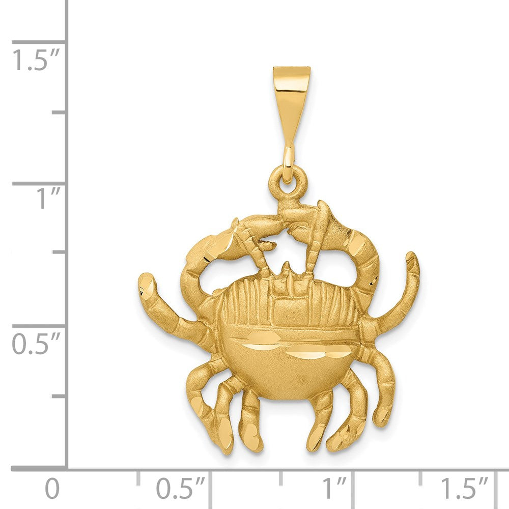 Gold Large Satin Diamond Cut Cancer Zodiac Charm Pendant - Model C467 | Elegant Jewelry Gift for Cancer Zodiac Signs, Birthday & Anniversary Presents