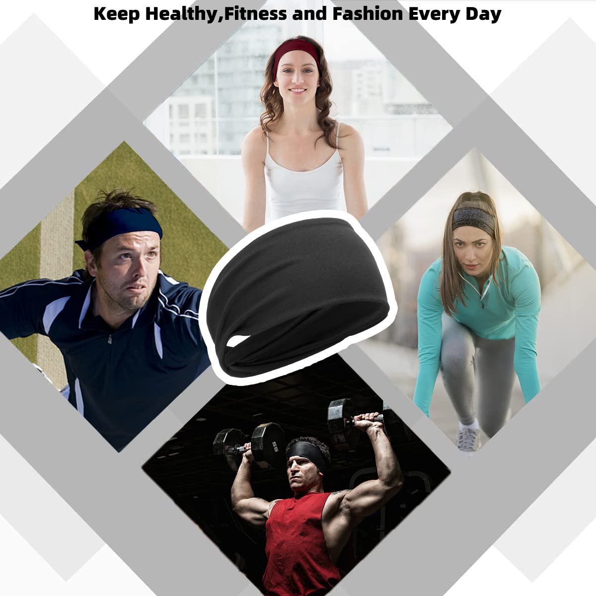 4 Pack Unisex Sports Headbands for Men & Women - Moisture Wicking Workout Sweatbands for Running, Yoga, Gym & Fitness - Non Slip Athletic Head Wraps (Helmet Friendly) - Perfect for Workouts, Sports & Active Lifestyles