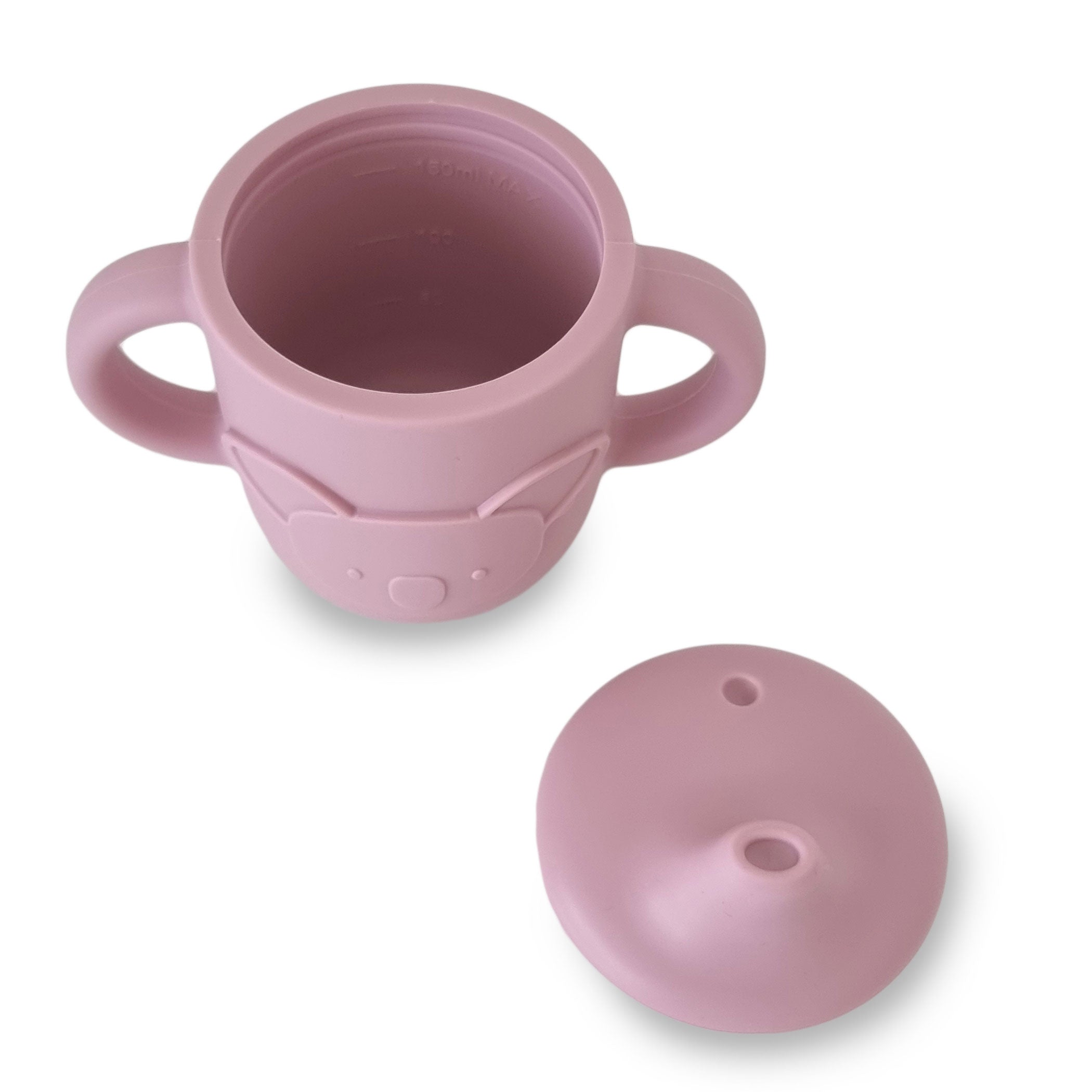 Plum Silicone Koala Sippy Cup for Toddlers - BPA-Free Leak Proof Baby Water Bottle with Handle, Dusty Berry Color - Perfect for Daycare, Travel & Outdoor Activities