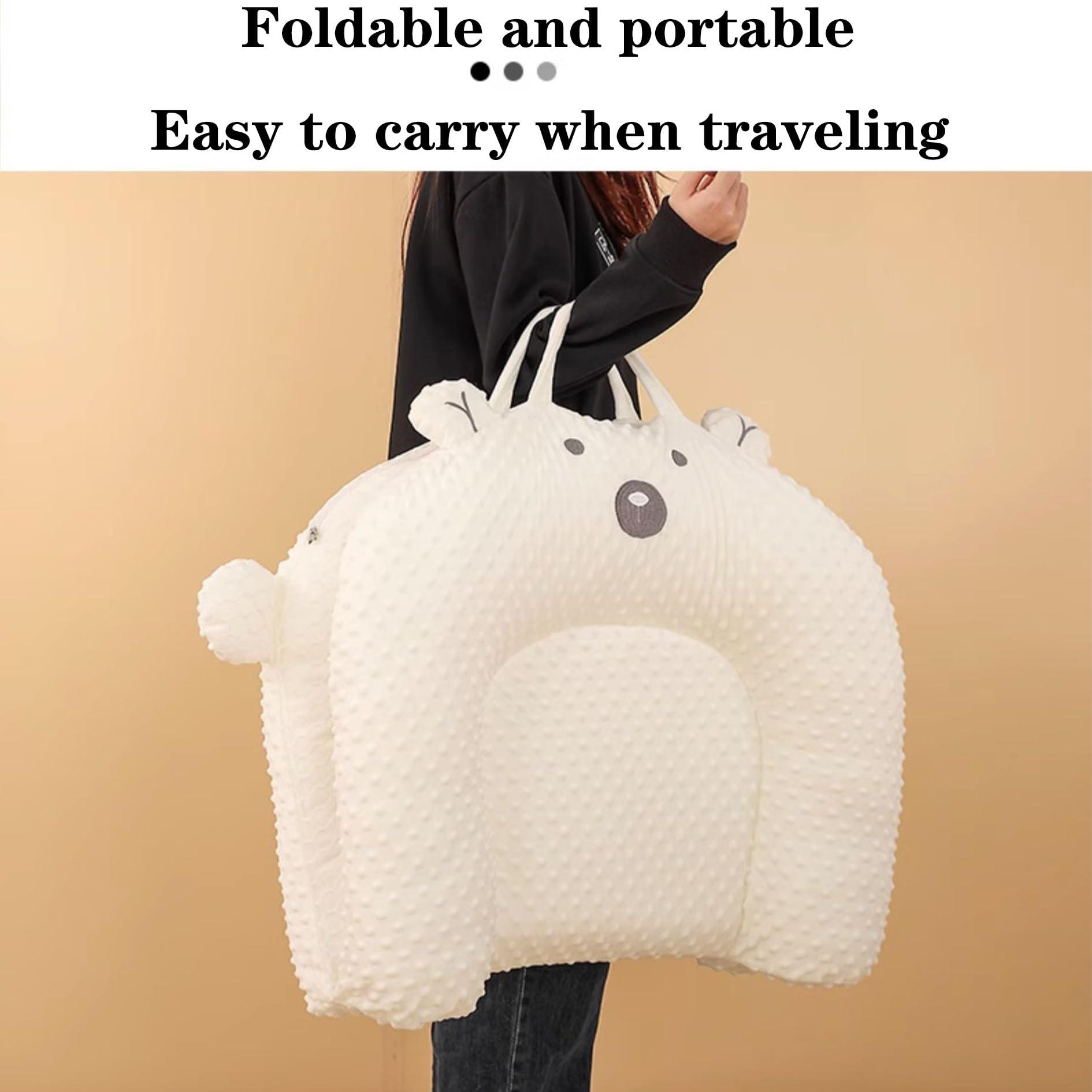 Breathable Portable Baby Recliner Cover for Newborns 0-24 Months - Foldable 3D Bean Velvet Baby Nest with XXL Size (Outer:45x27.5in, Inner:25.9x11.8in) - Perfect for Nursery, Travel & Breastfeeding Support