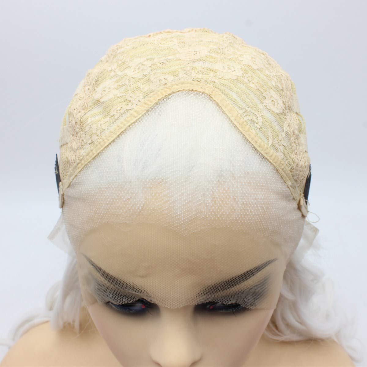 Heat Resistant Synthetic Lace Front Wig - Long Wavy White Half Hand Tied Hairpiece for Halloween Costume, Cosplay, Parties & Themed Events