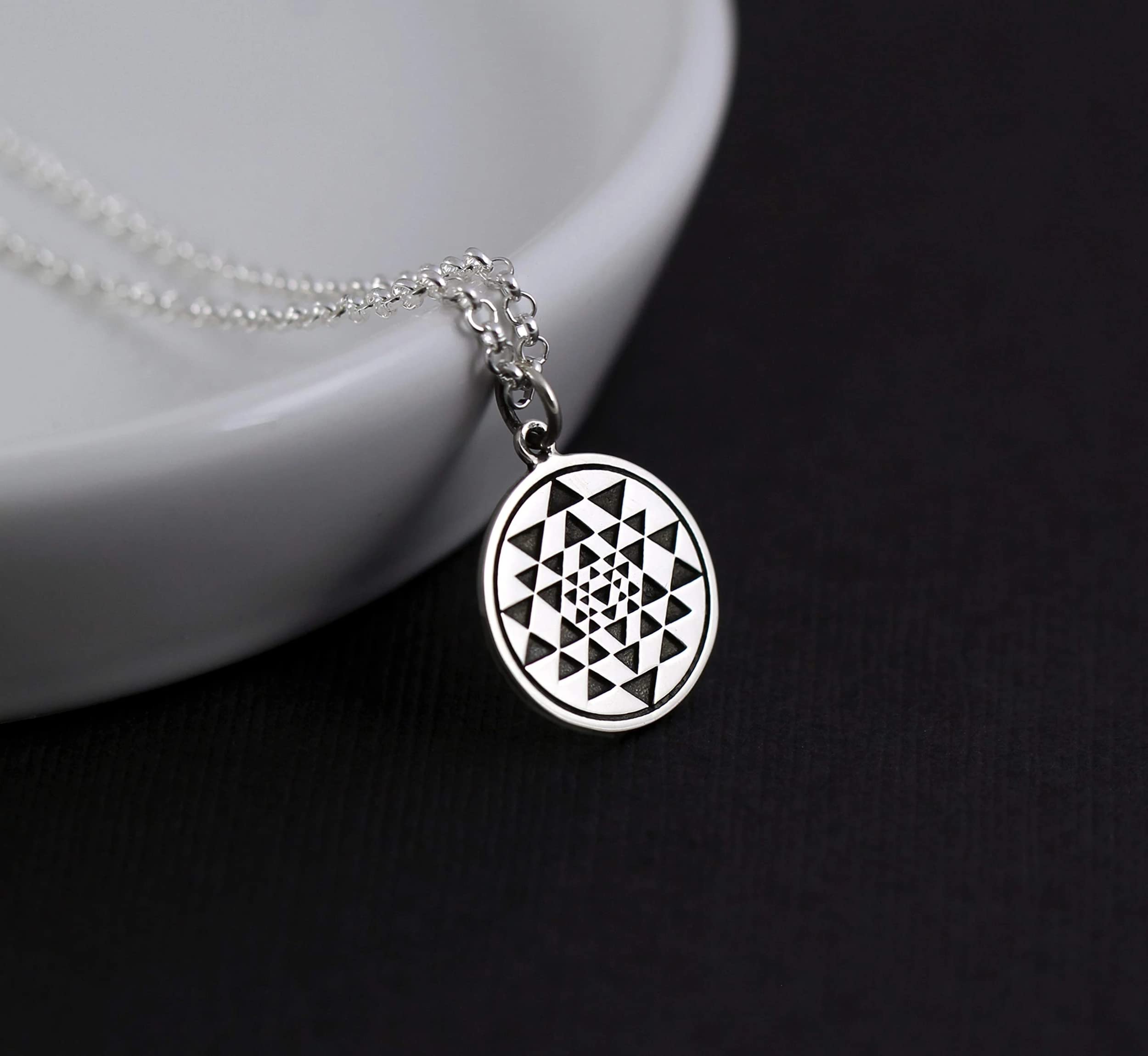 925 Sterling Silver Sri Yantra Pendant Necklace - Spiritual Jewelry for Meditation, Yoga & Chakra Balancing | Perfect Gift for Women