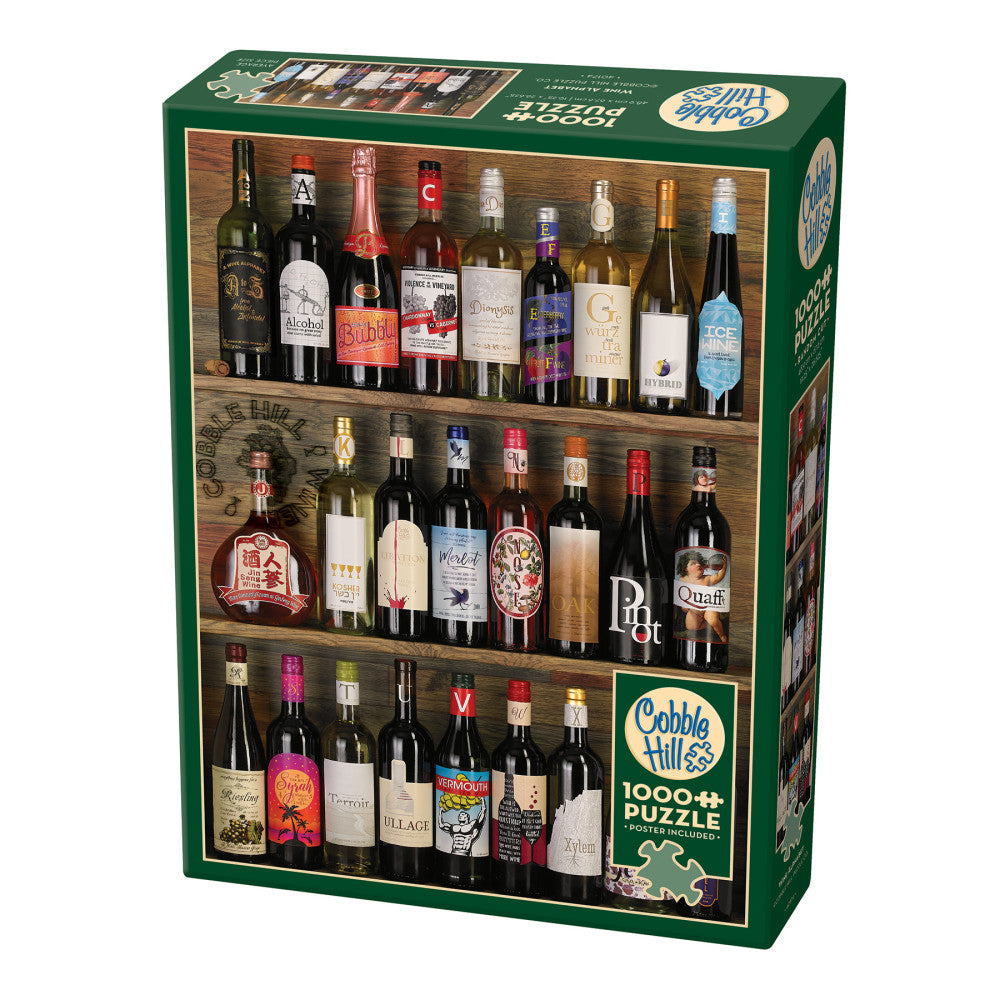 Cobble Hill 1000-Piece Wine Alphabet Jigsaw Puzzle with Reference Poster - Fun Adult Puzzle for Wine Lovers & Home Decor