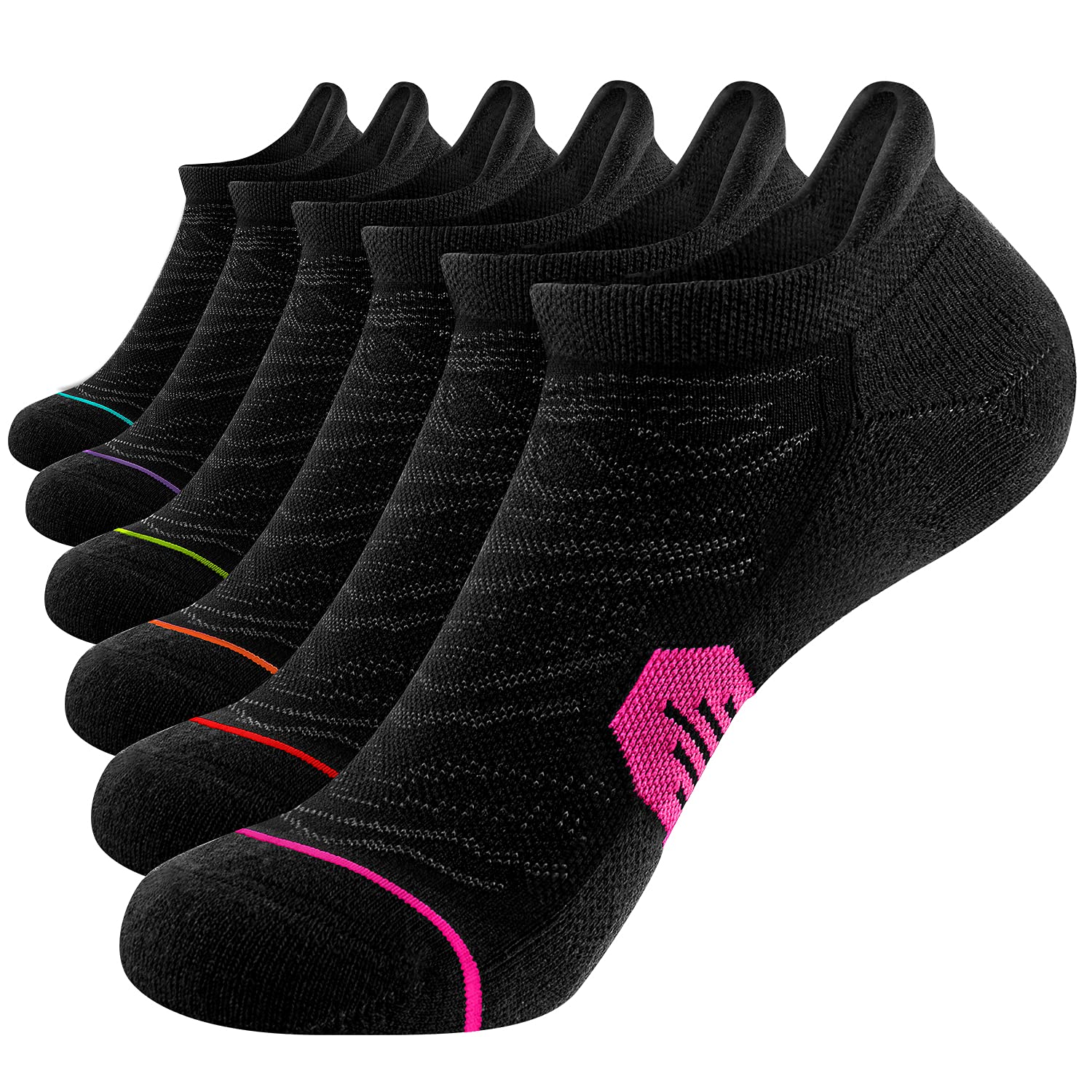 Fitrell 6 Pack Women's Ankle Running Socks - Breathable Low Cut Athletic Socks with Cushioned Sole & Arch Support for Gym, Jogging & Workout - Perfect for Running, Yoga & Daily Wear