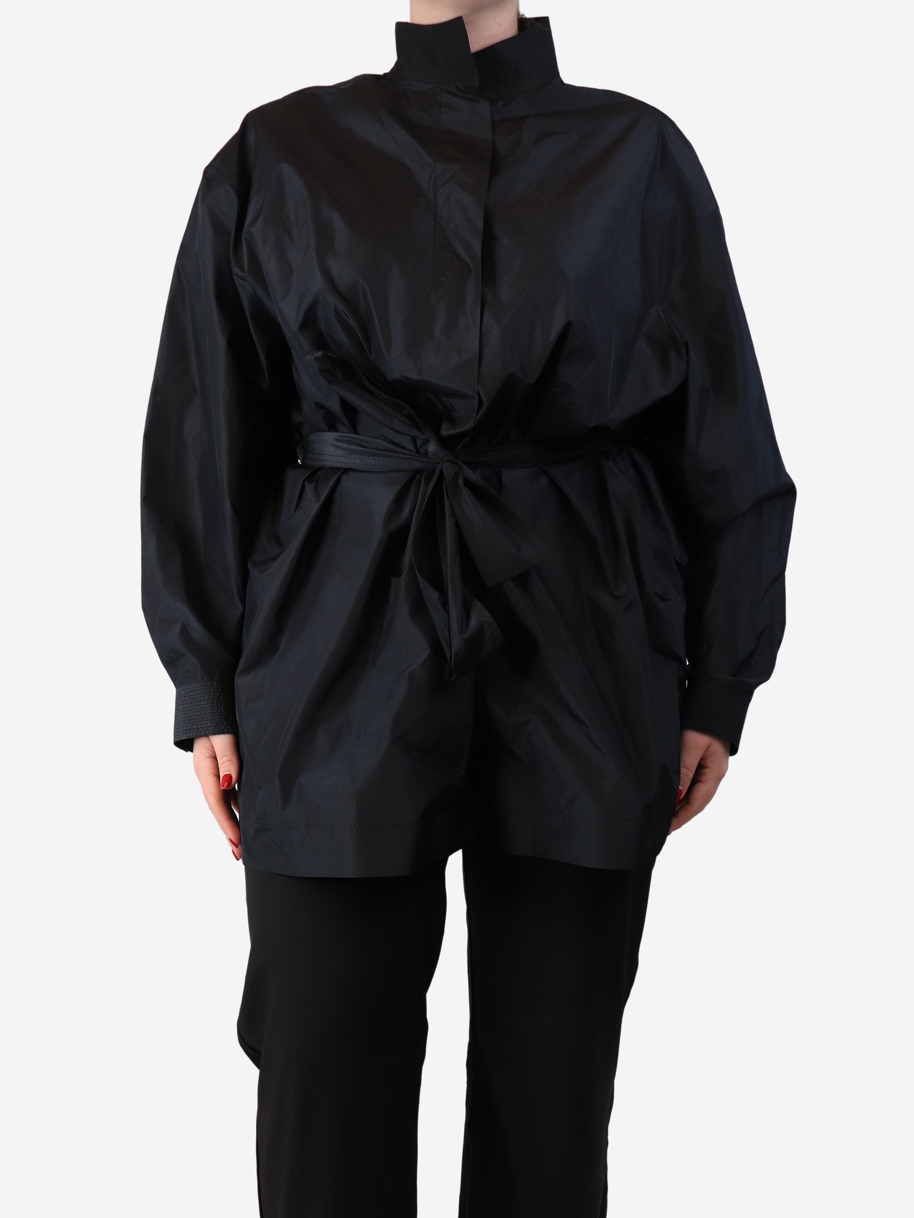 Black Varo Belted Tunic Shirt for Women - Size L - Stylish Casual & Office Wear - Perfect for Layering, Work, and Everyday Outfits