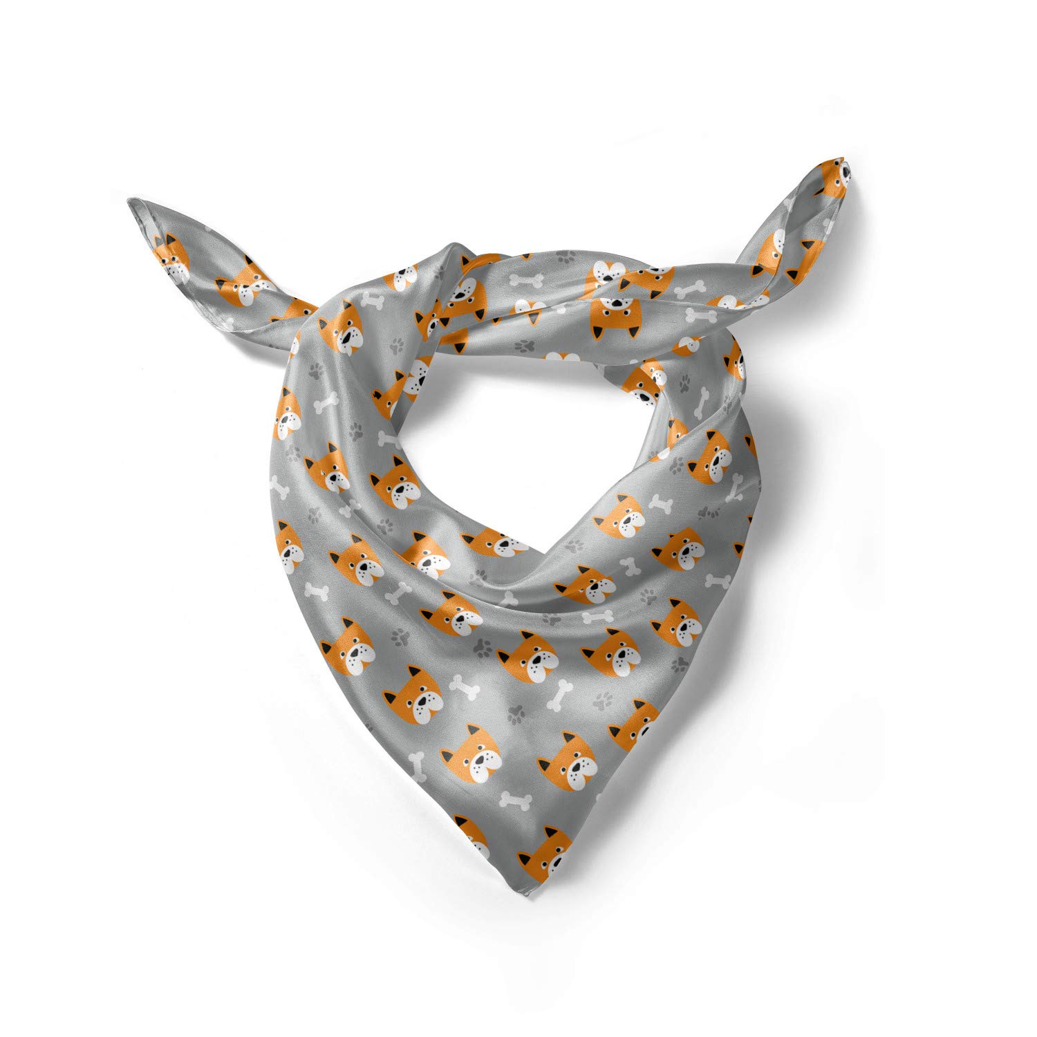 Ambesonne Dog Lovers Headscarf - Cute Puppy Paws & Bones Print Fashion Hijab Scarf for Women - Perfect for Dog Owners, Pet Lovers & Everyday Wear