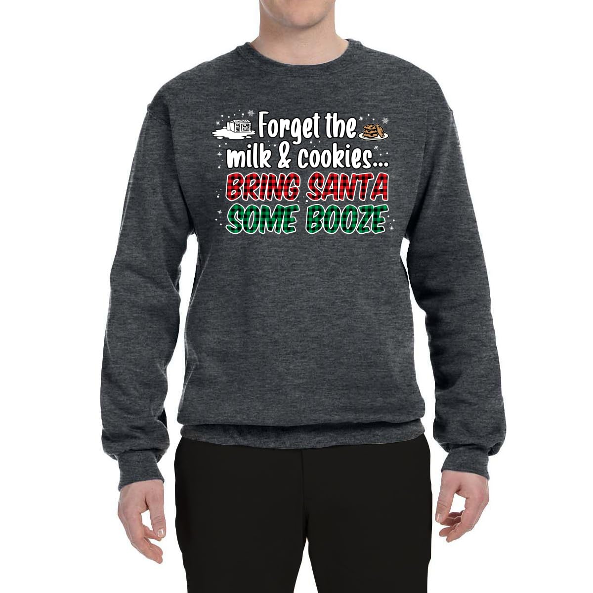 Wild Bobby Santa Booze Graphic Sweatshirt - Funny Christmas Unisex Crewneck Pullover for Holiday Parties & Gifts