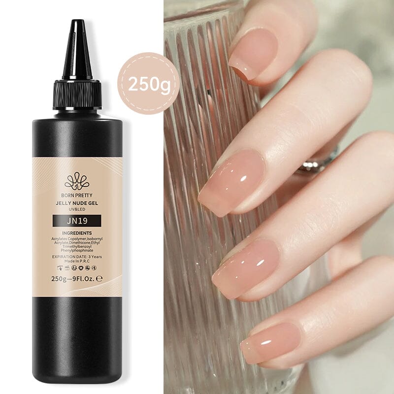 250g Jelly Nude Gel Polish - Long Lasting UV/LED Nail Polish for Salon & Home Manicure - Perfect for Nail Art, French Tips & Everyday Wear