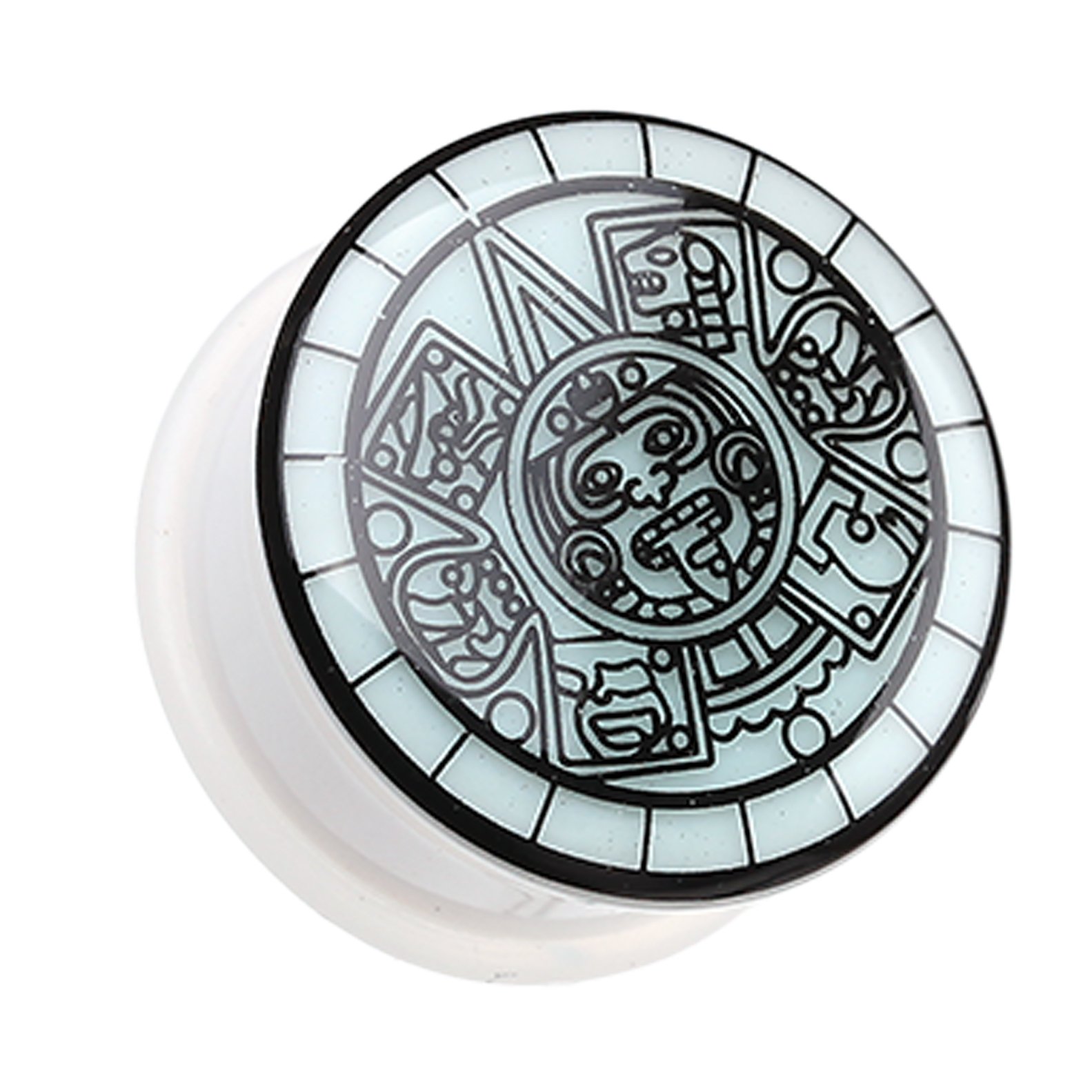 Glow in the Dark Mayan Calendar Single Flared Ear Gauge Plugs - 14G 16G 18G 20G 00G 1/2