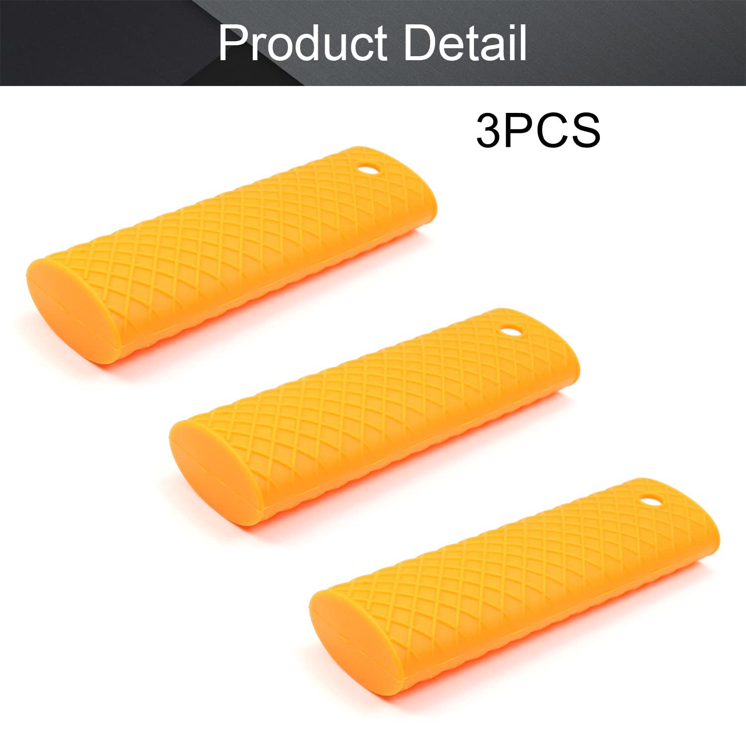 **MroMax 6.1 Inch Non-Slip Silicone Hot Handle Holder - Heat Resistant Pot Handle Sleeve for Cast Iron Pots, Woks, Frying Pans, Griddles & Skillets - Oven Safe (Orange, 3Pcs) - Perfect for Cooking, Grilling & Baking**