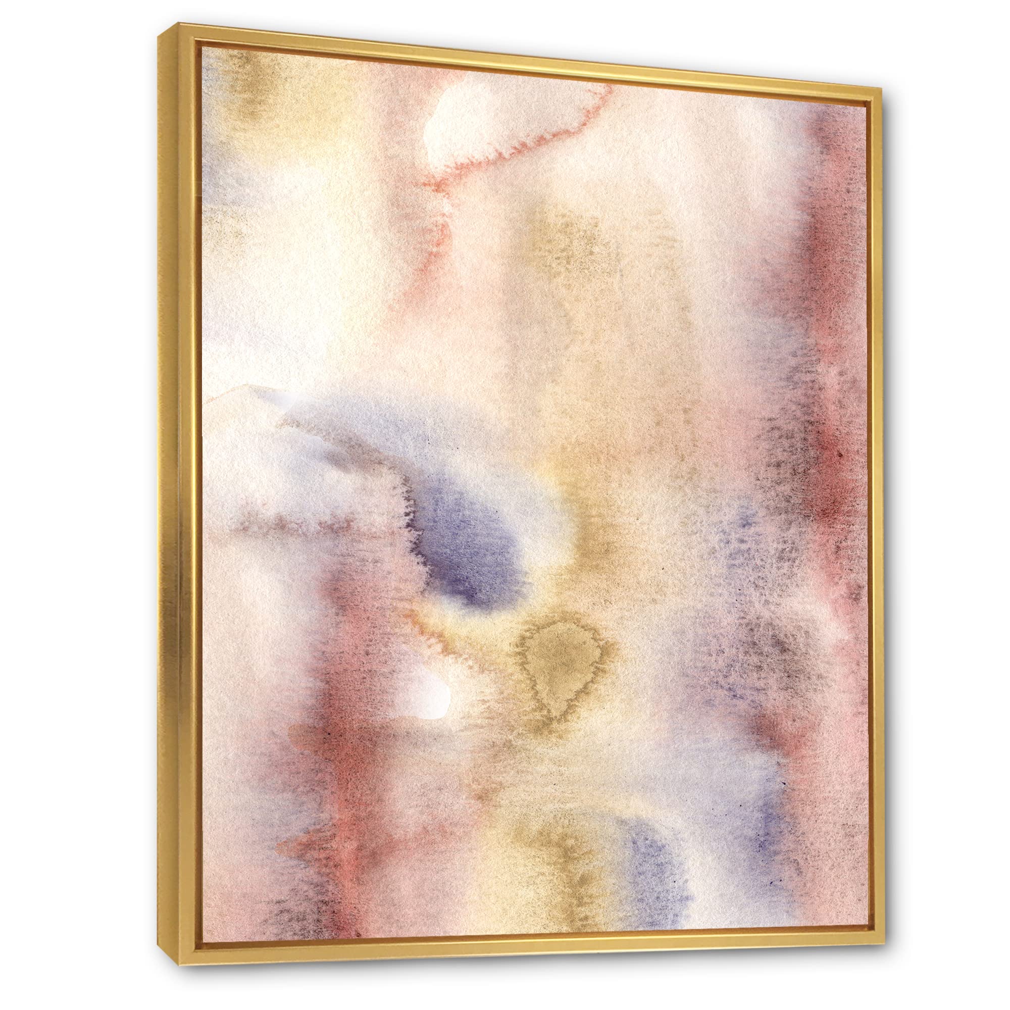 Pastel Abstract Canvas Wall Art with Dark Blue, Pink & Yellow Spots - Modern Framed Print for Living Room, Bedroom & Office Decor
